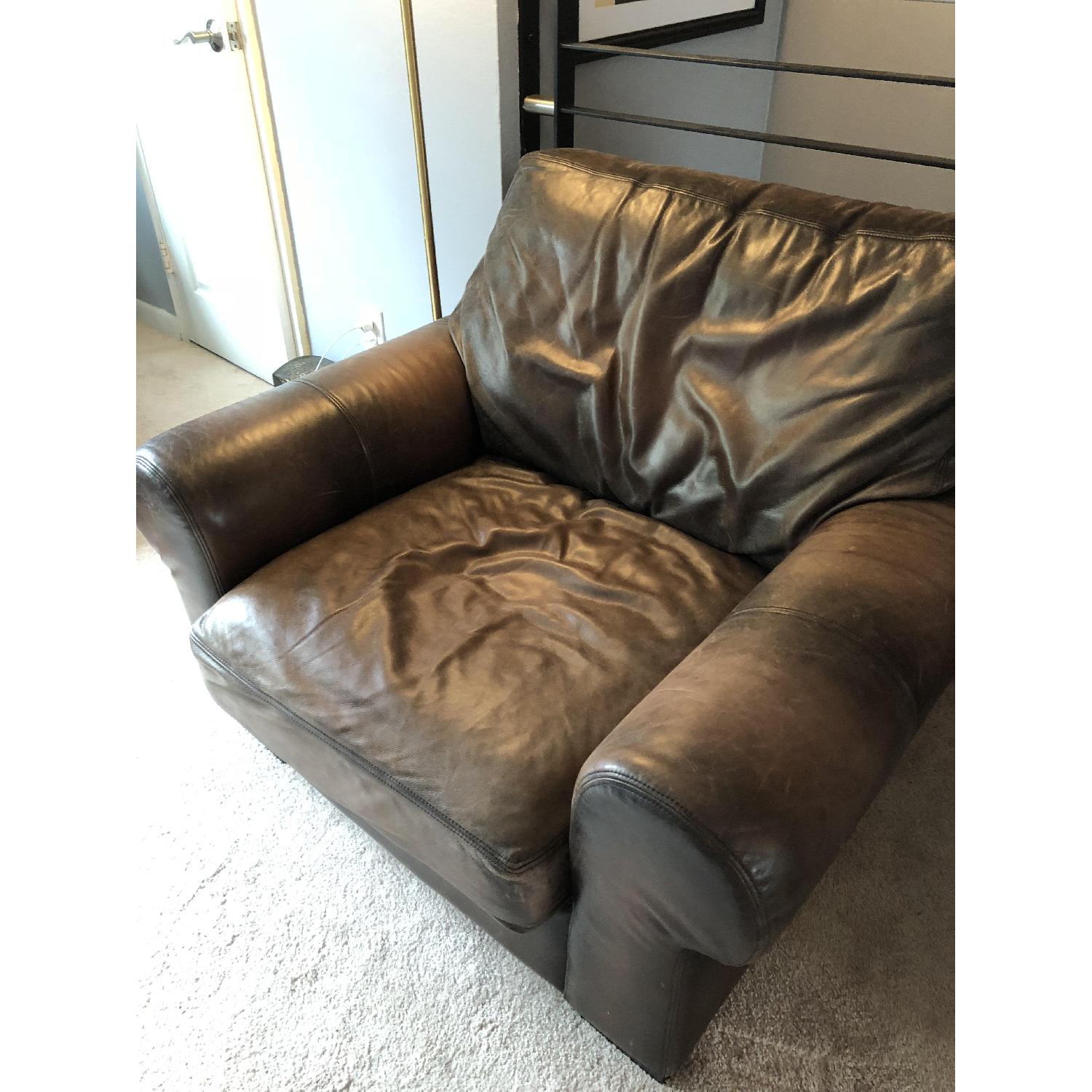 Pottery Barn Turner Roll Arm Leather Armchair - image-3