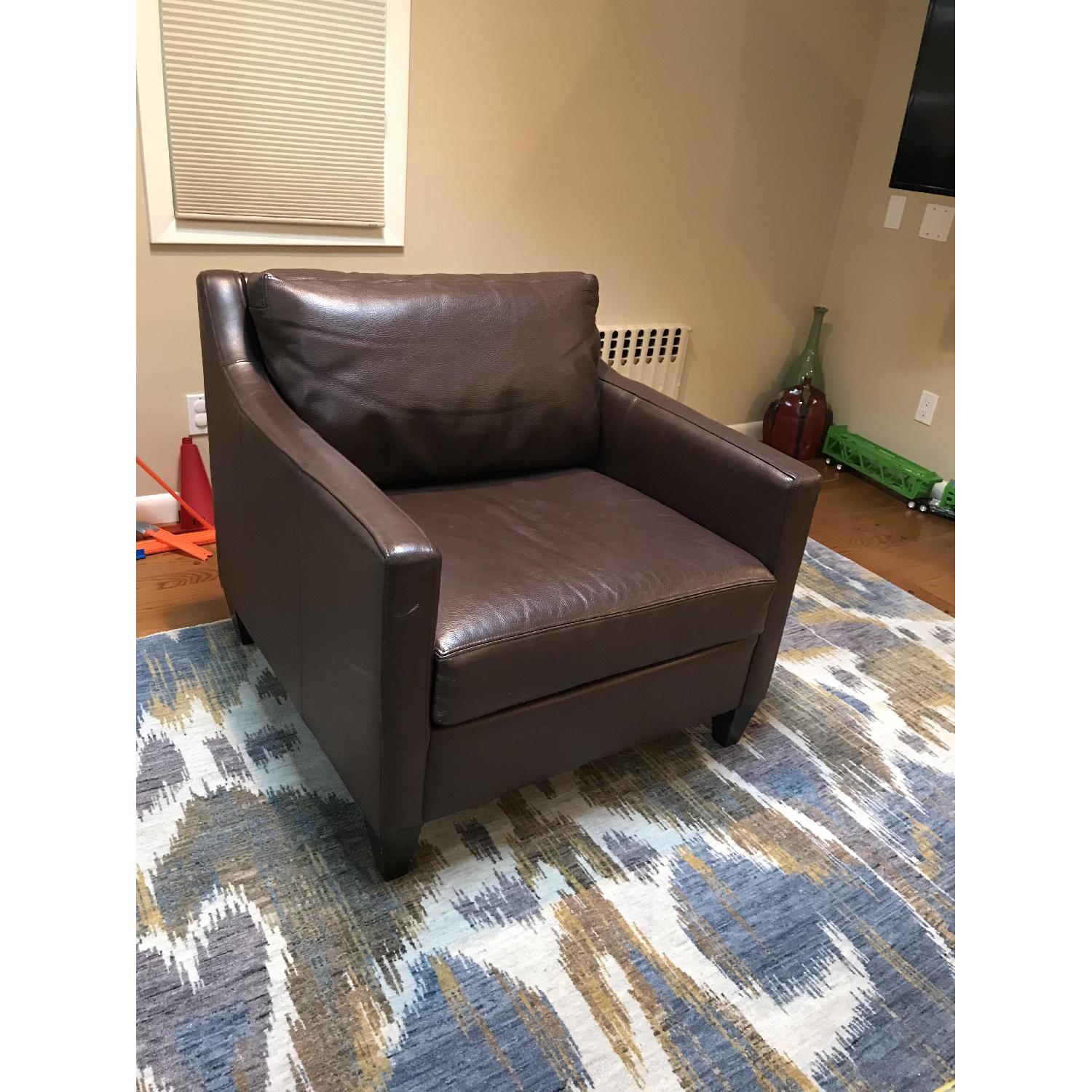 Ethan Allen Monterey Chocolate Brown Armchairs & Ottoman - image-4