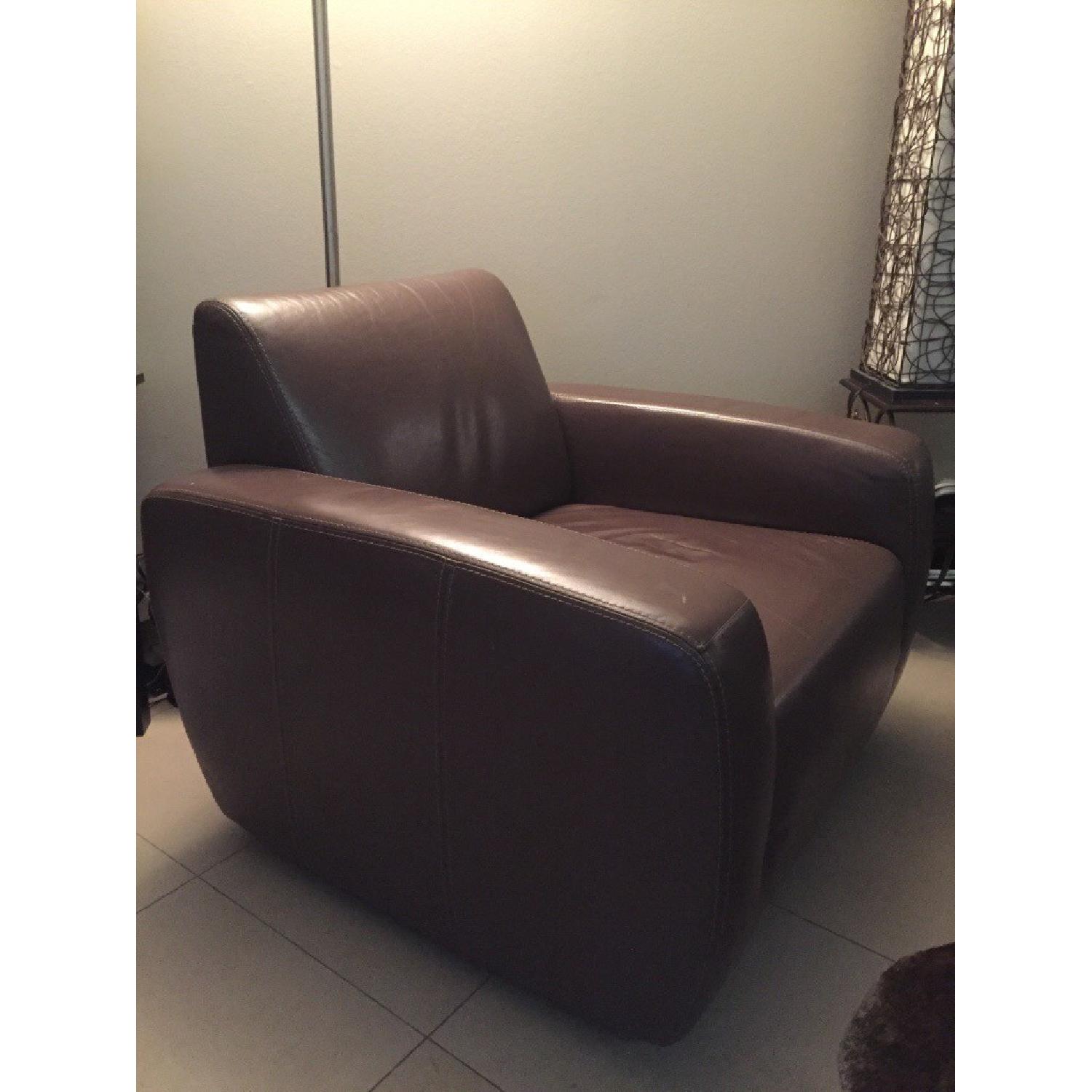 W Schillig European Brown Leather Swivel Chair - image-1
