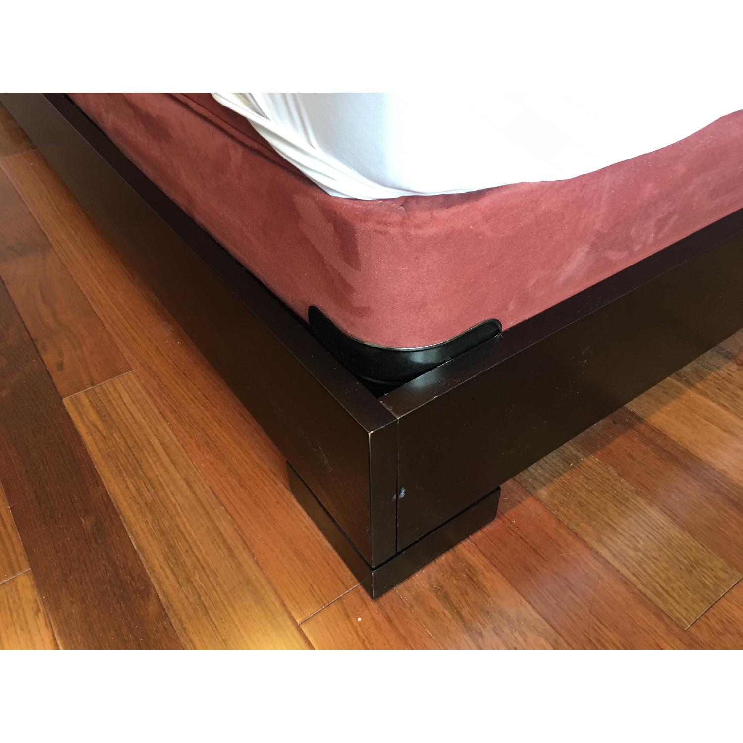 West Elm King Bed Frame w/Tall Grid Tufted Leather Headboard - image-3