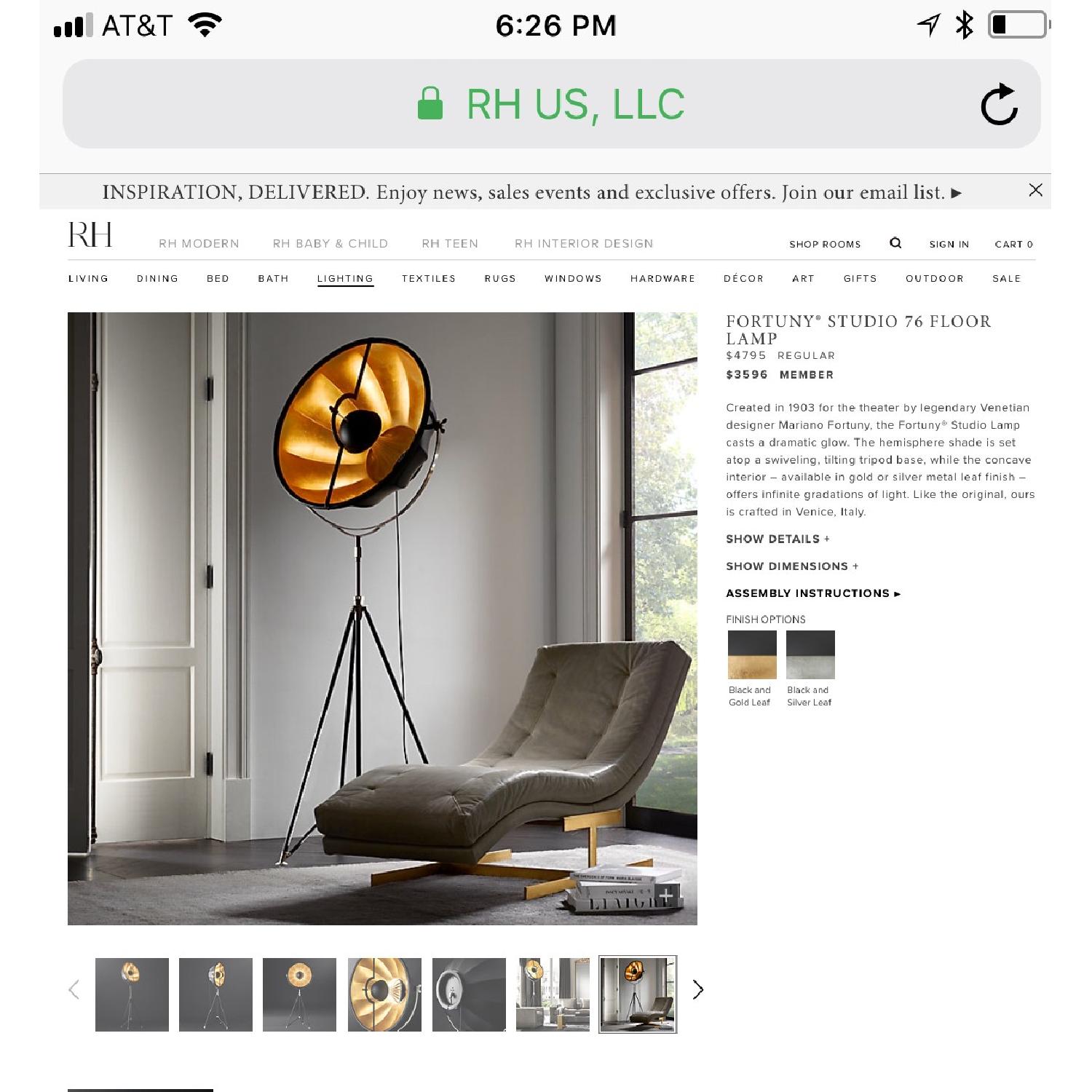 Restoration Hardware Fortuny Studio Floor Lamp - image-2