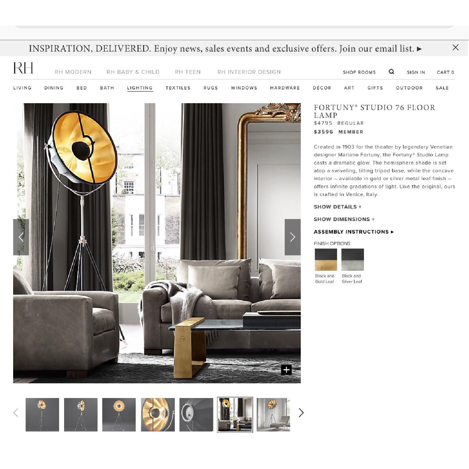 Restoration Hardware Fortuny Studio Floor Lamp - image-3