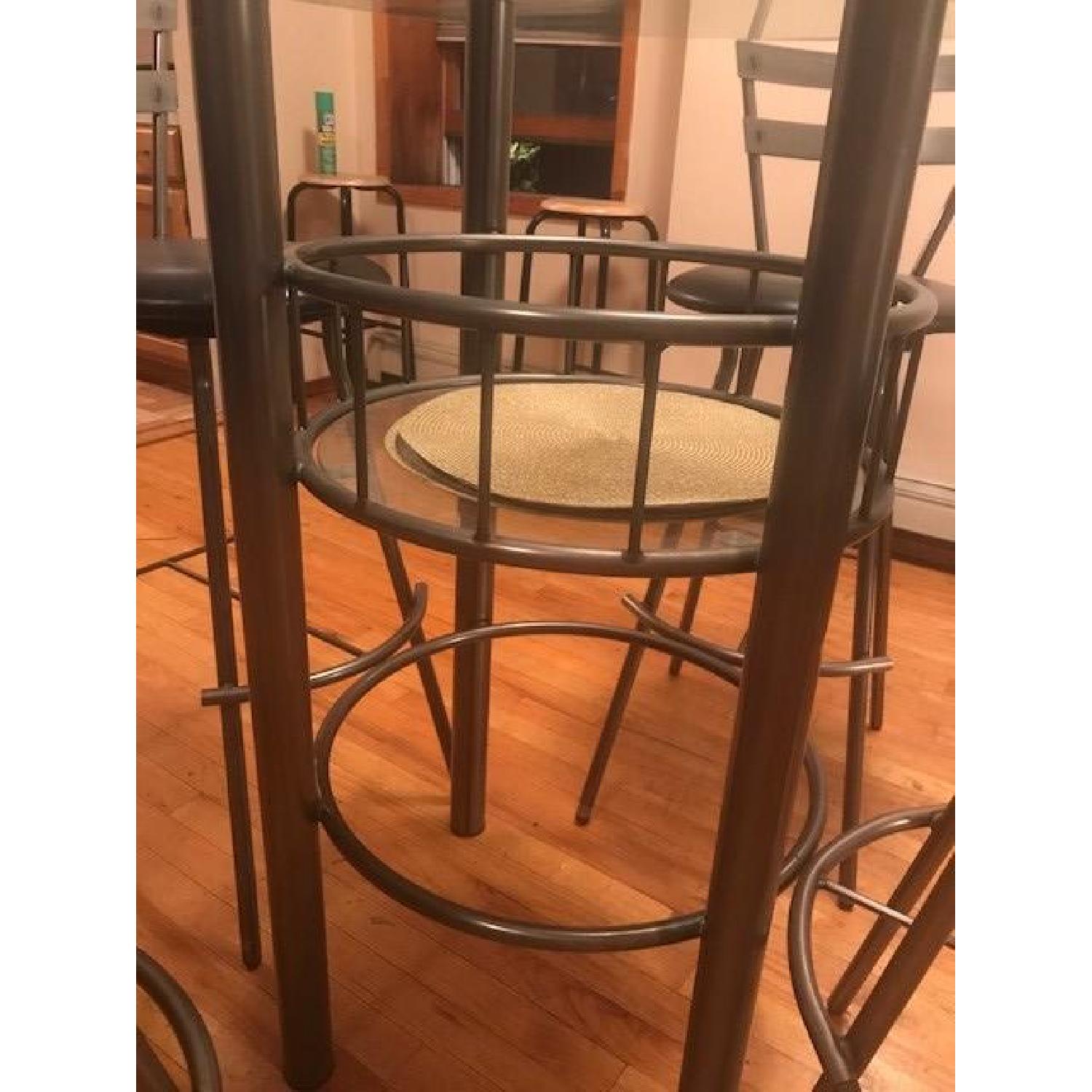 Raymour & Flanigan Bar Height Glass Table w/ 4 Stools - image-3