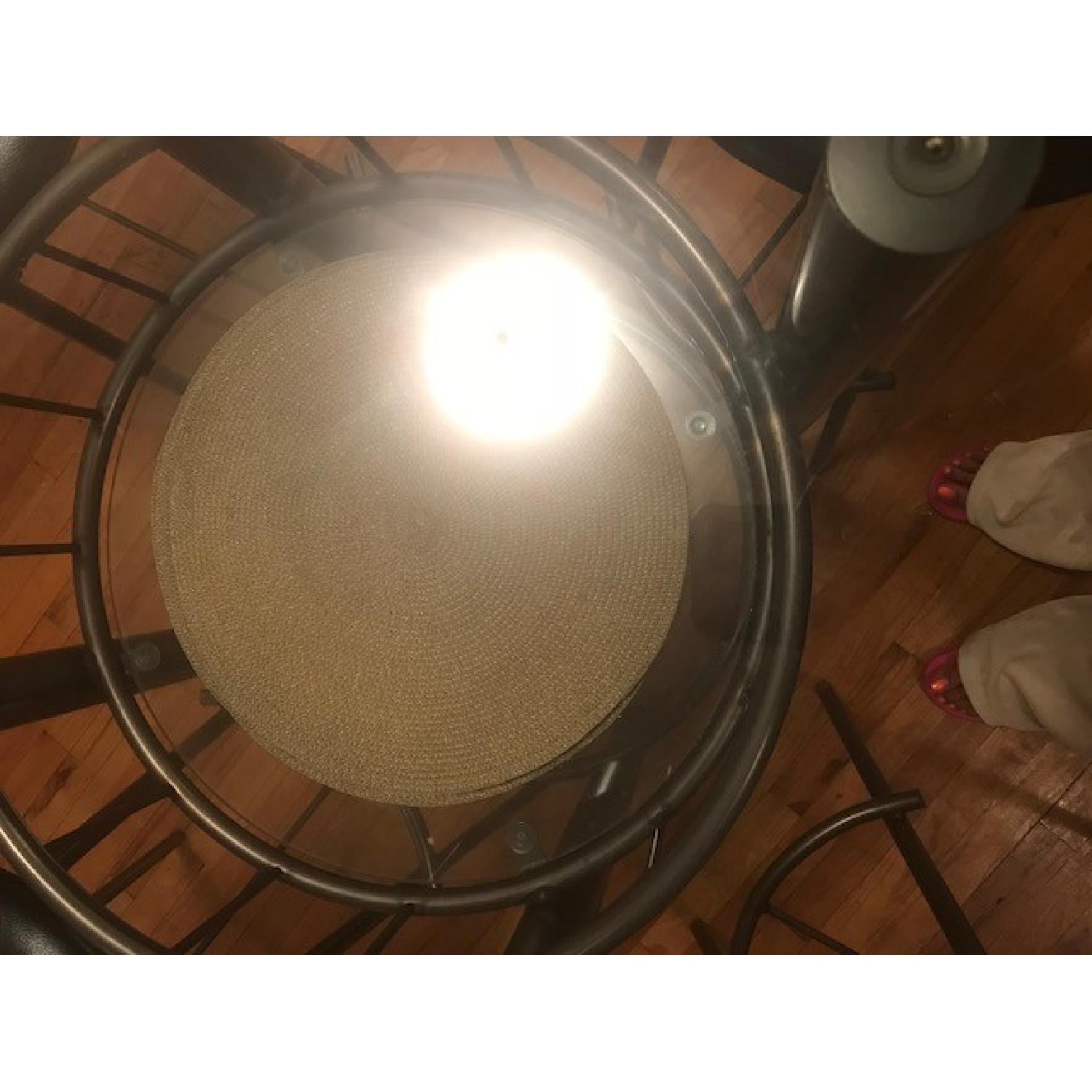 Raymour & Flanigan Bar Height Glass Table w/ 4 Stools - image-4