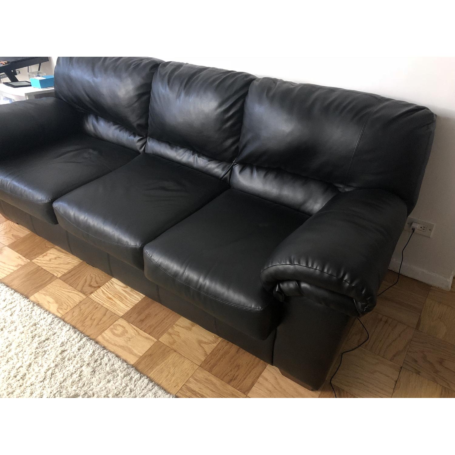 Ashley Black Faux Leather Sofa - image-2