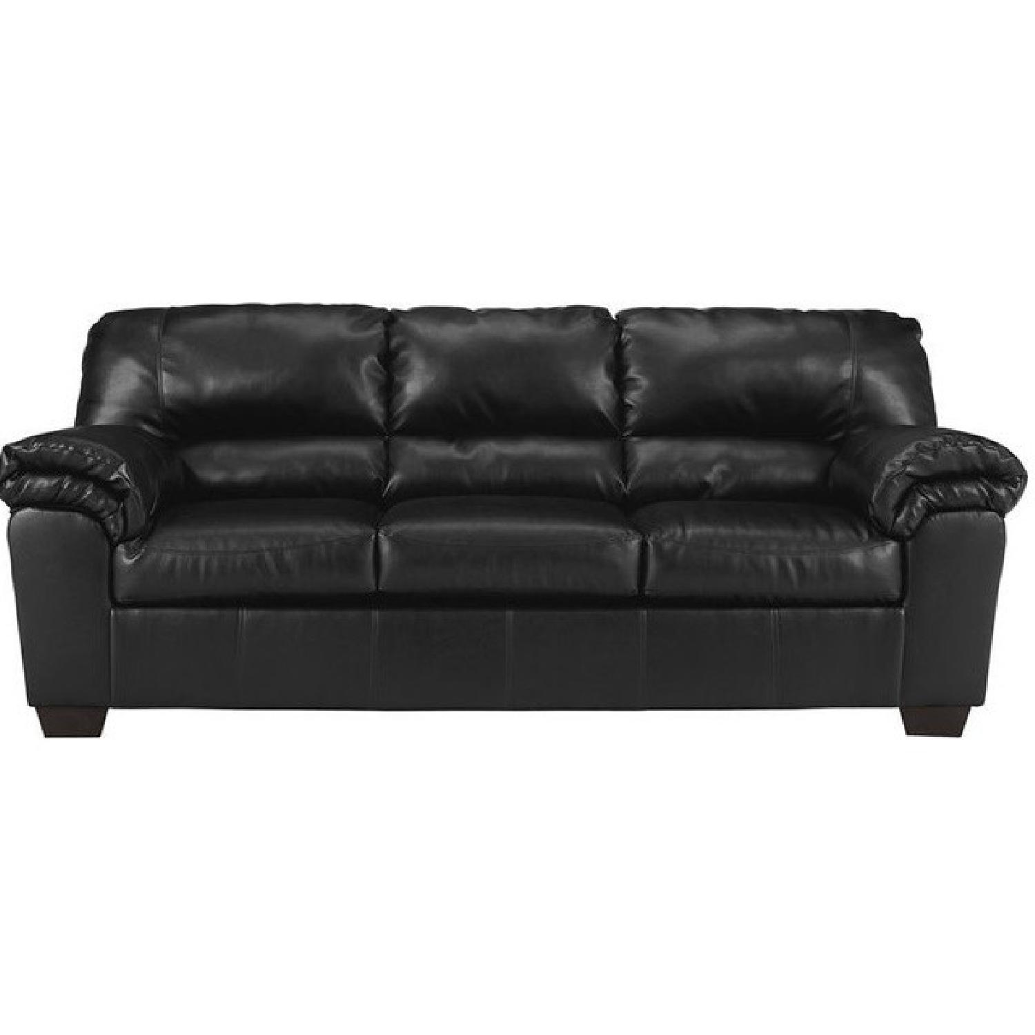 Ashley Black Faux Leather Sofa - image-5