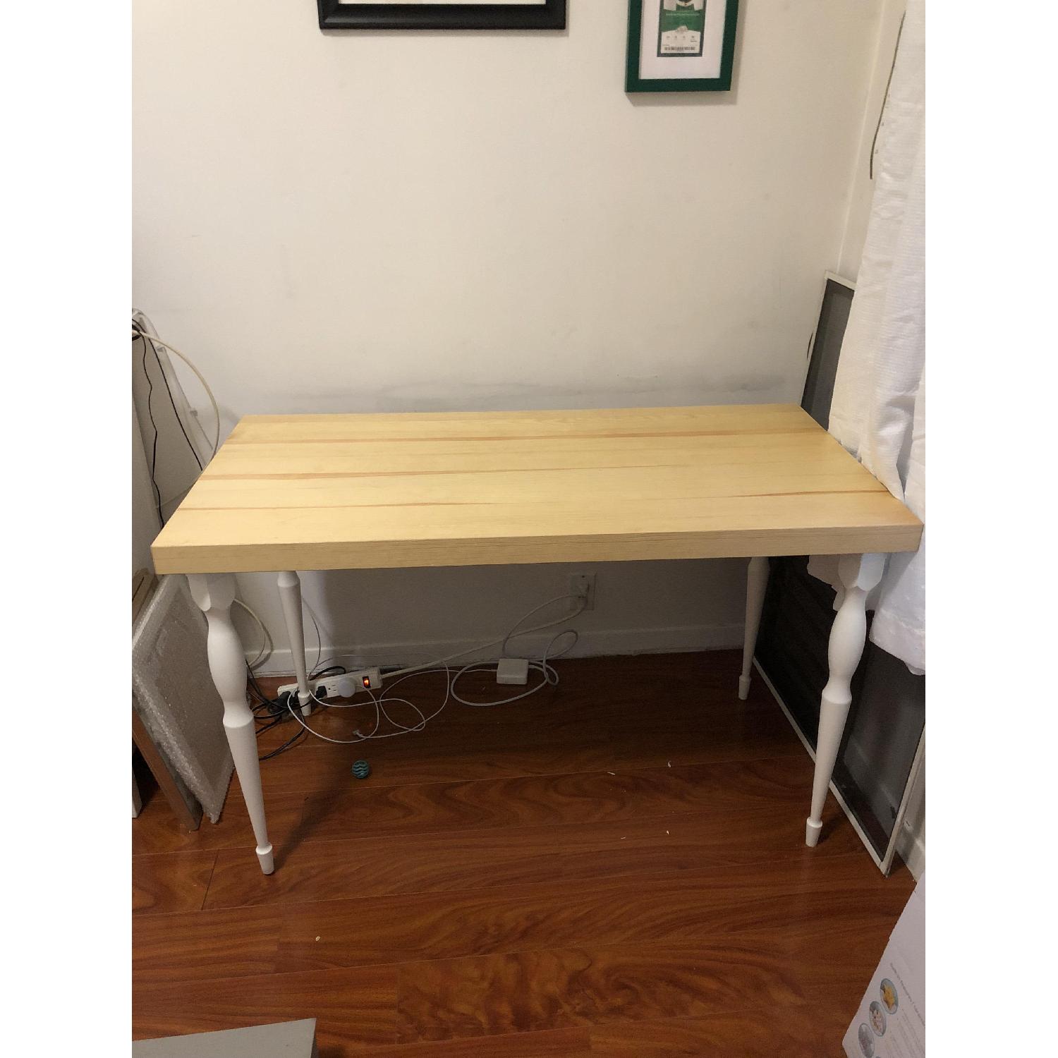 Ikea Desk Table w/ Wood Legs AptDeco