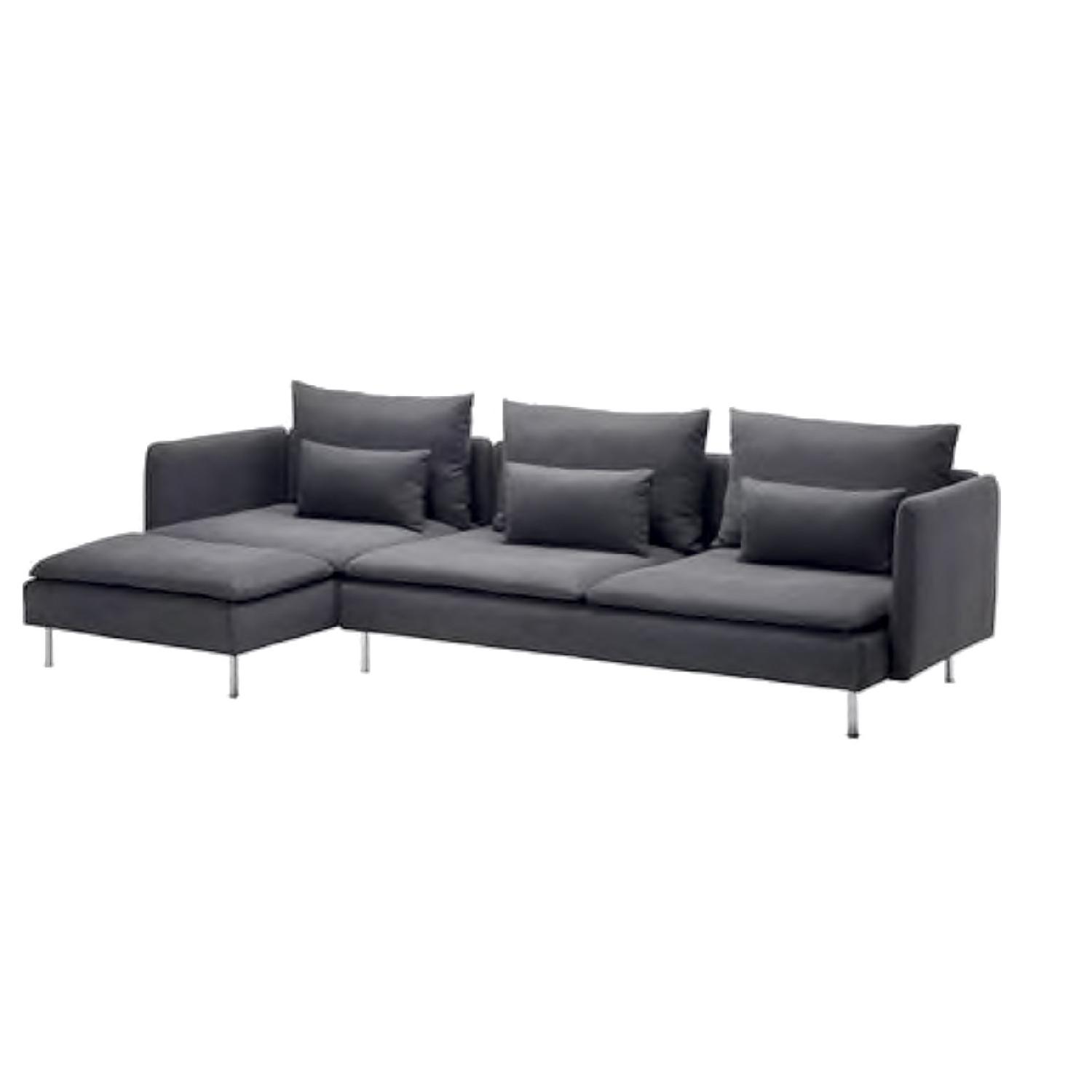 Ikea Soderhamn Grey Sectional Sofa w/ Extended Left Chaise AptDeco