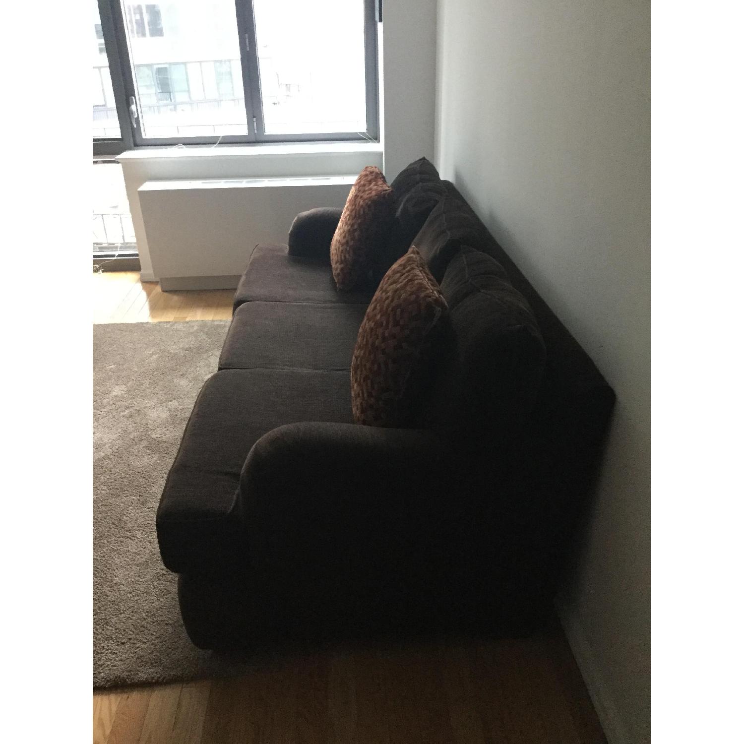 Brown Fabric Sofa & Ottoman - image-3