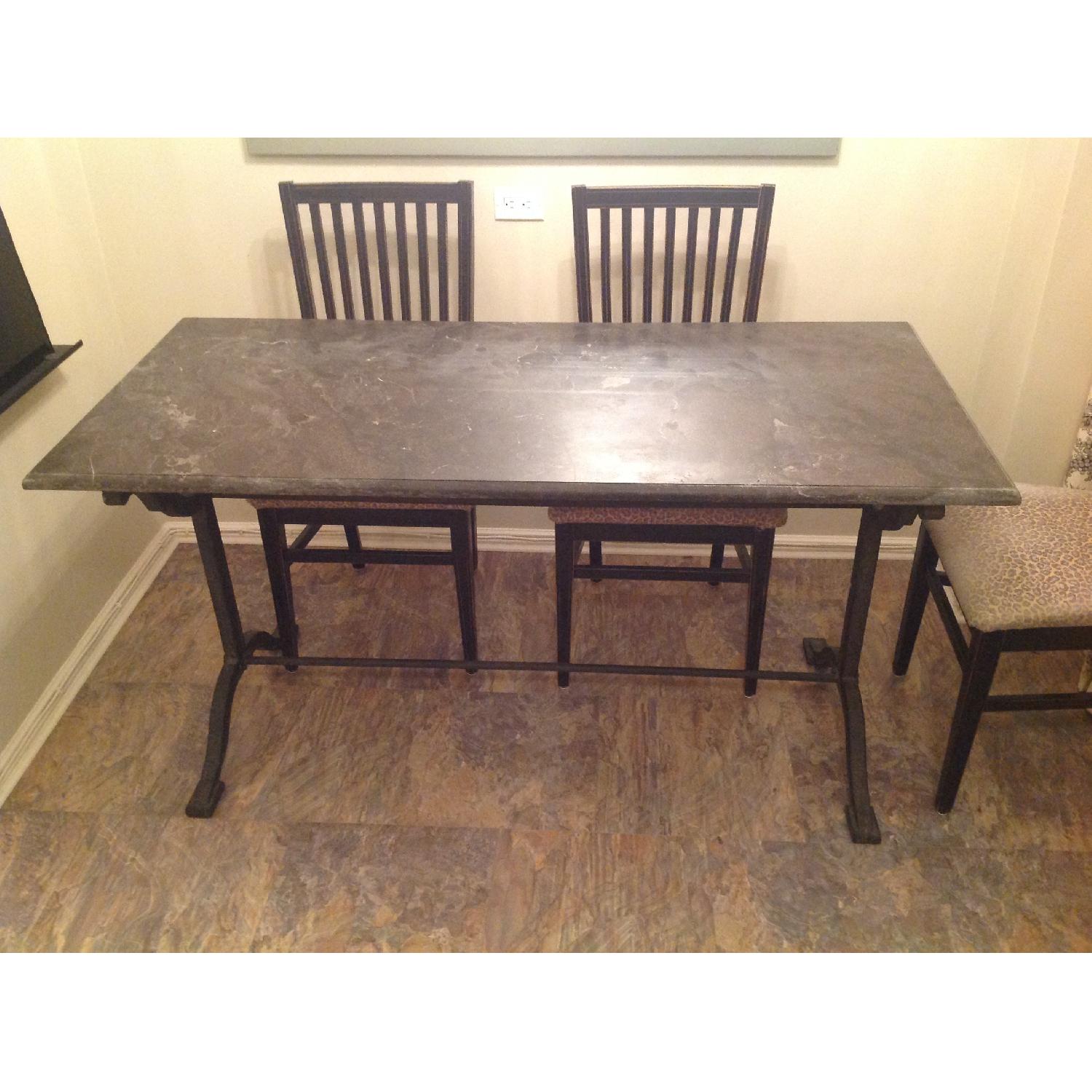 Restoration Hardware Bluestone Top/Iron Base Dining Table - image-1