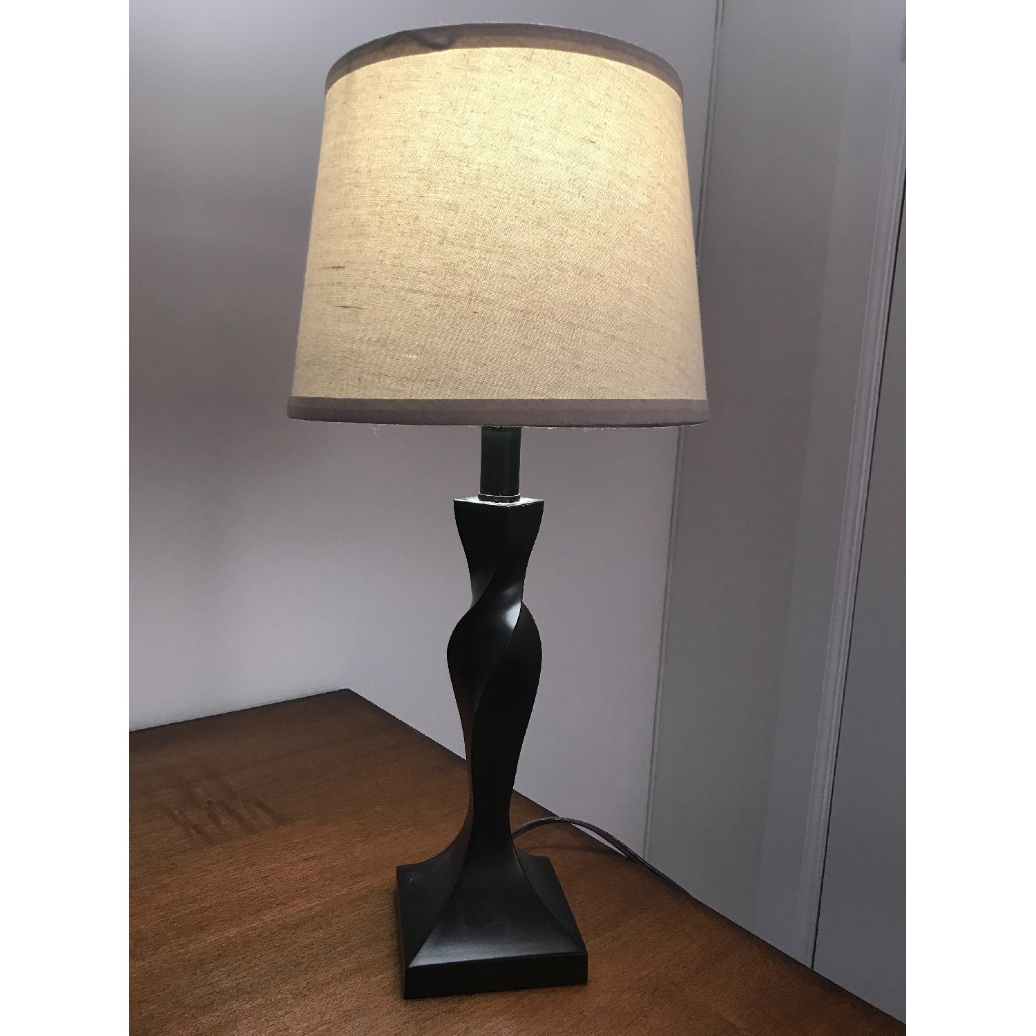 Bronze Twisted Table Lamp Bases w/ Linen Shades - image-2