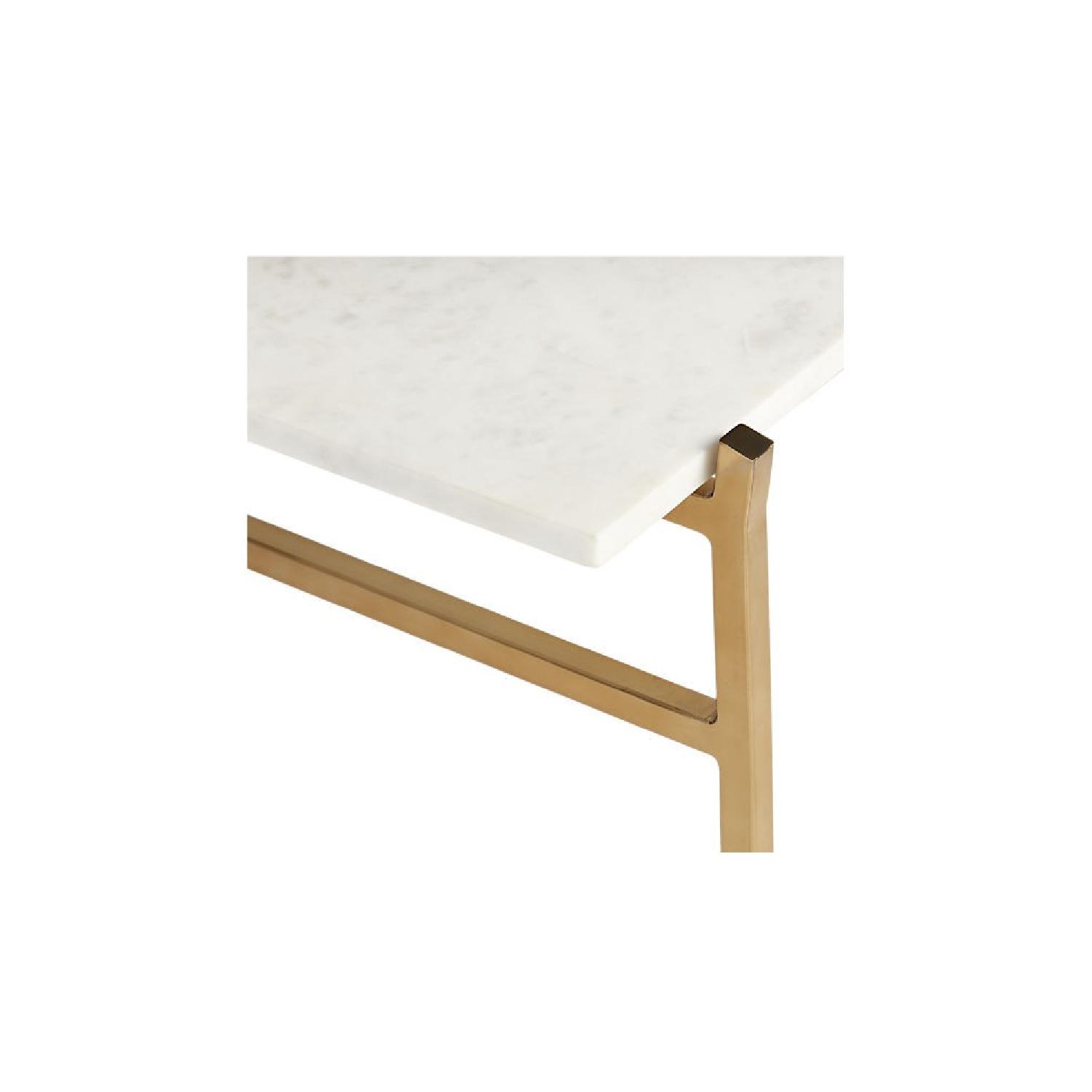 CB2 Slab Large Marble Coffee Table w/ Brass Base - image-3
