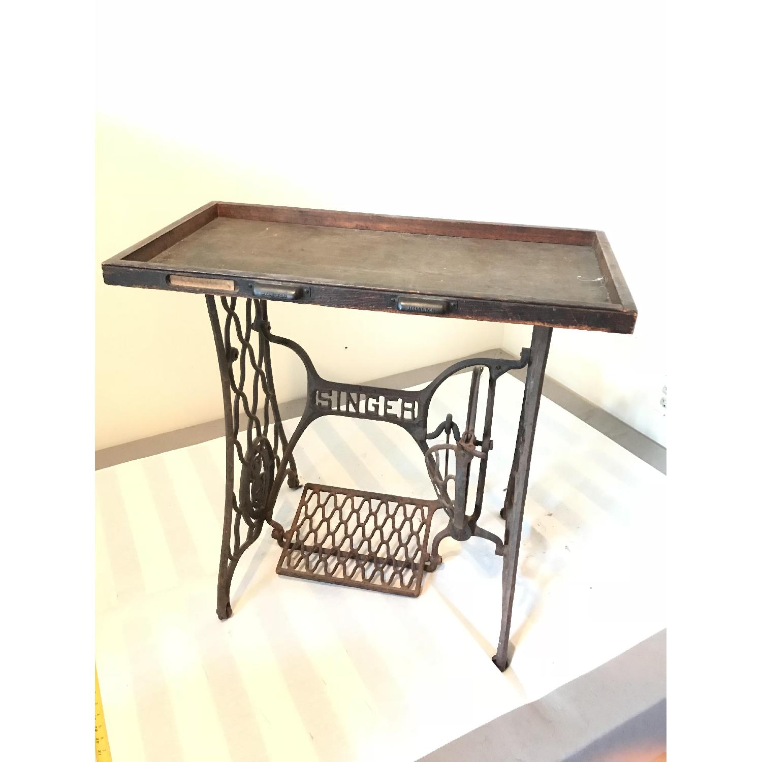 Vintage Singer Sewing Table w/ Printers Drawer Top - image-1