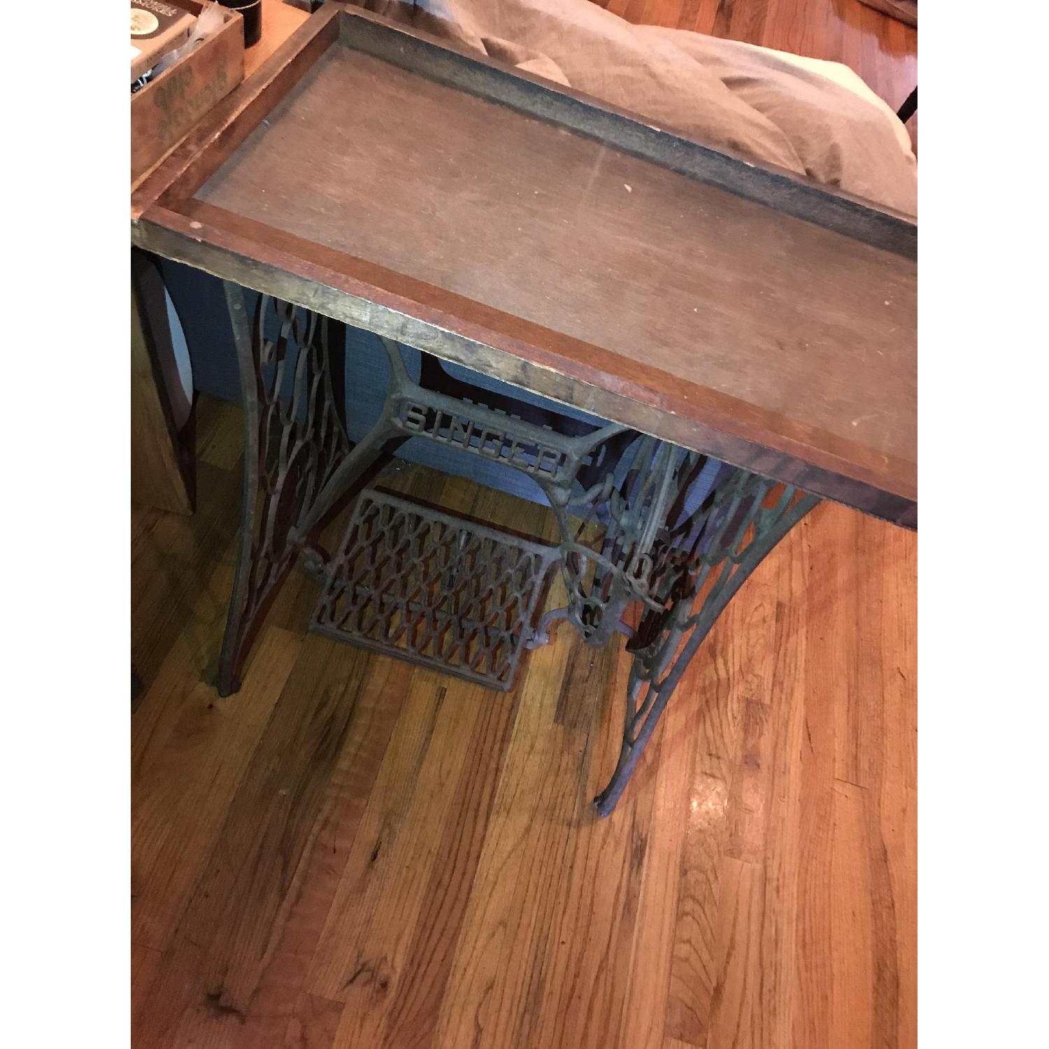 Vintage Singer Sewing Table w/ Printers Drawer Top - image-2