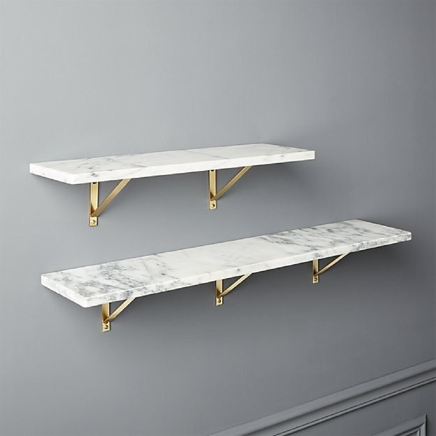 CB2 Marble Wall Mounted Shelves w/ Brass Accents - image-1