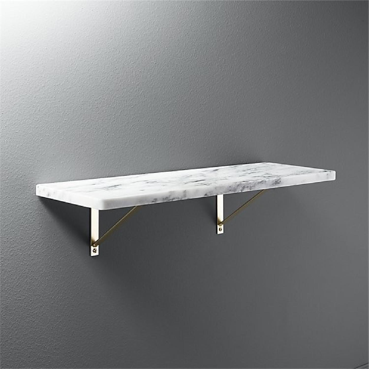 CB2 Marble Wall Mounted Shelves w/ Brass Accents - image-2