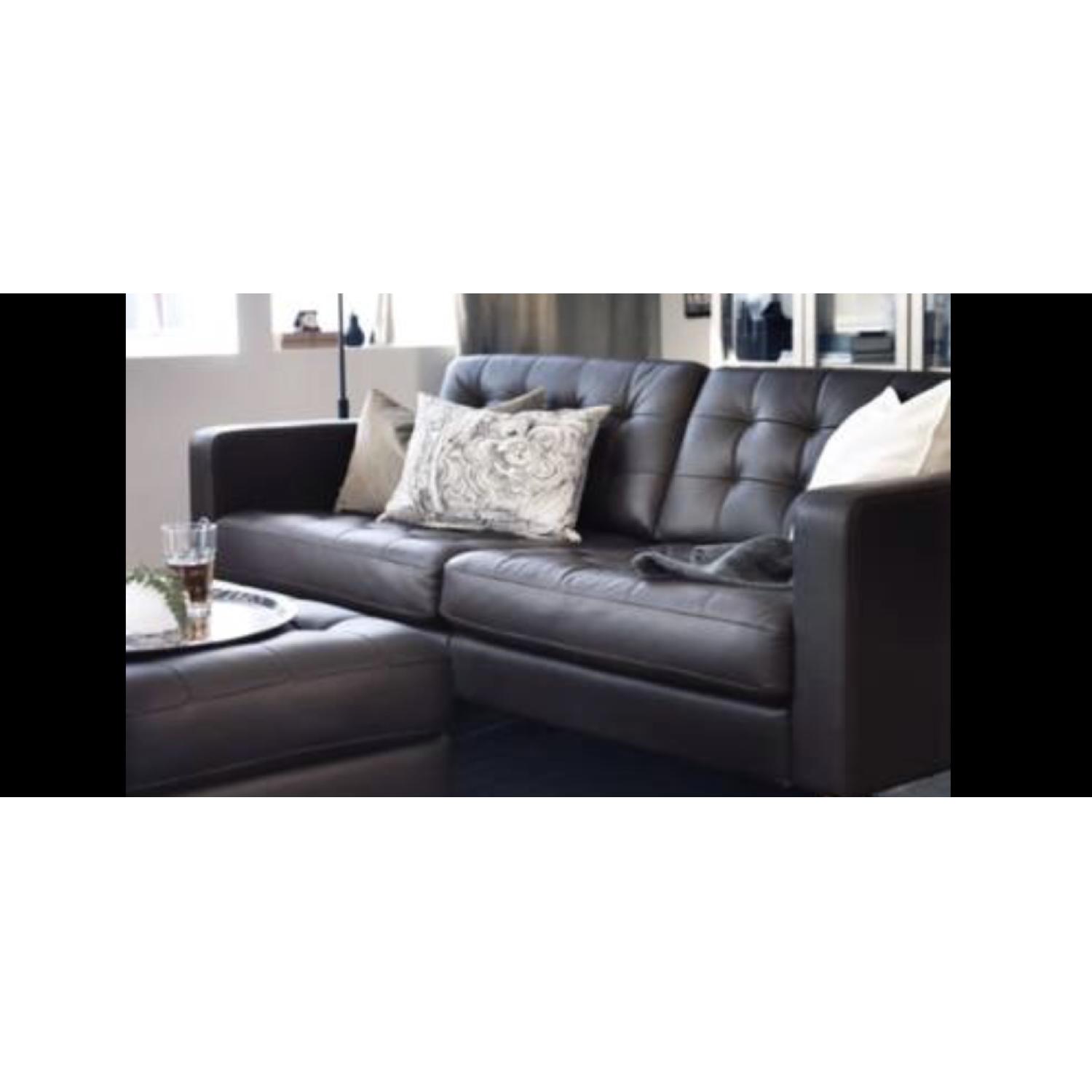 Ikea Landskrona Dark Brown Leather Sofa AptDeco