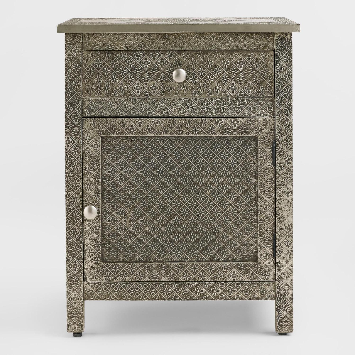 World Market Kiran Embossed Metal Nightstand - image-2