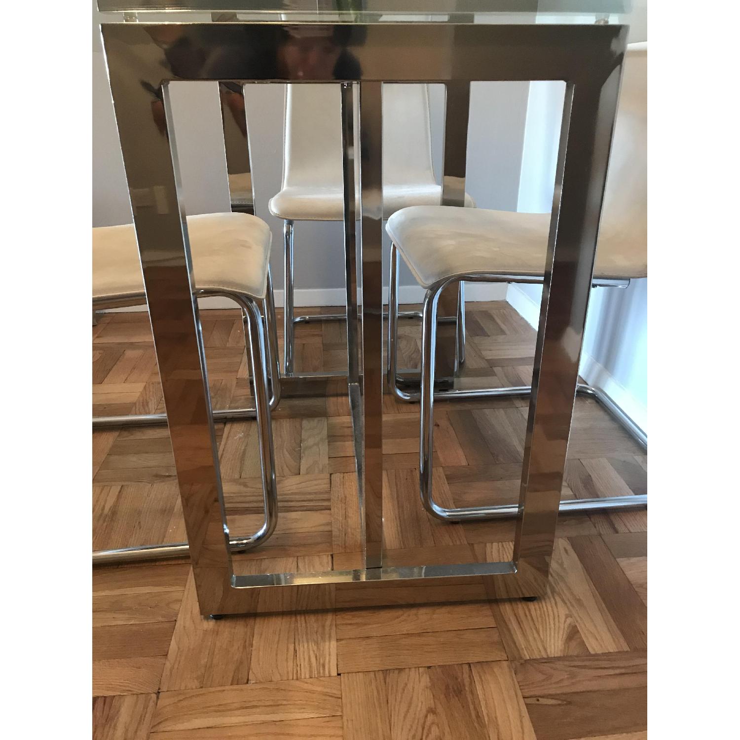 West Elm Glass/Chrome Dining Table w/ 4 CB2 Chairs - AptDeco
