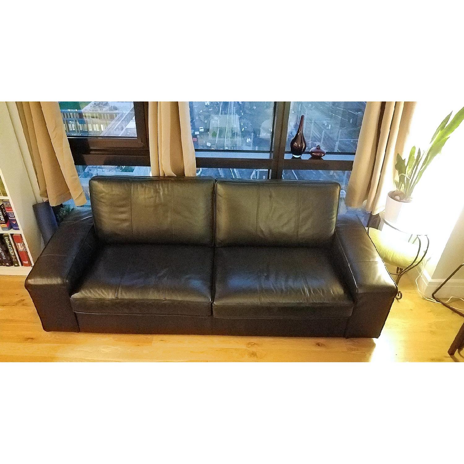 Ikea Kivik Black Leather Sofa - image-3