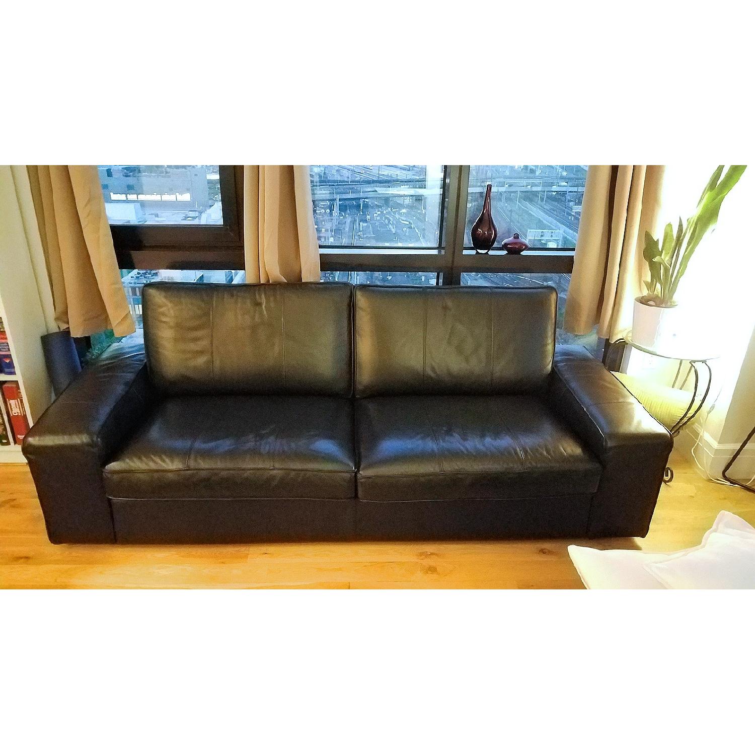 Ikea Kivik Black Leather Sofa - image-4