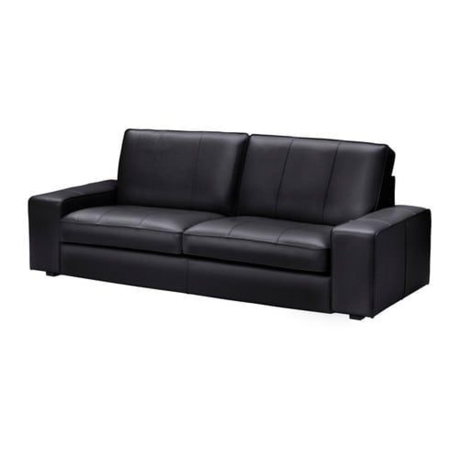 Ikea Kivik Black Leather Sofa - image-0