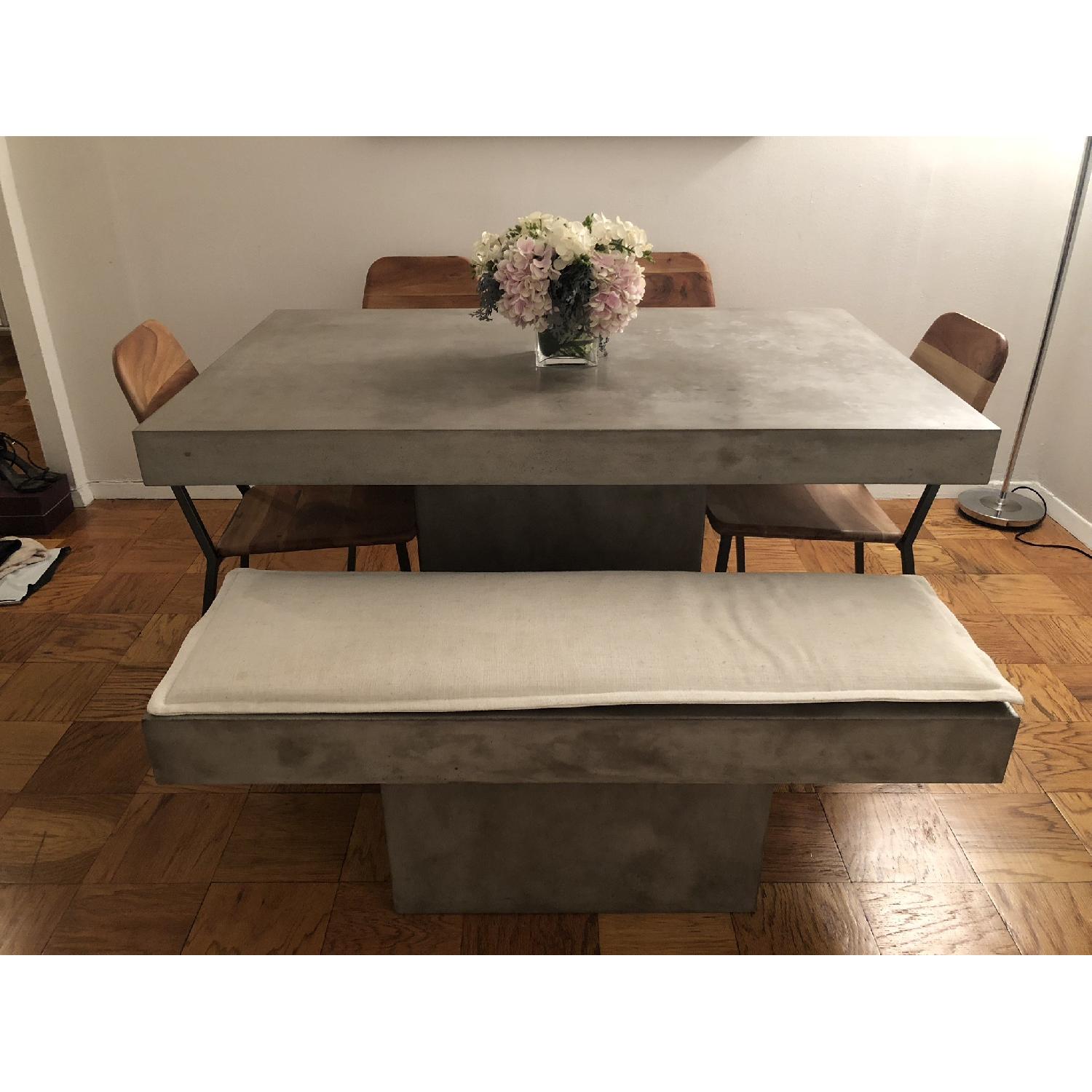 CB2 Fuze Stone Dining Table w/ 1 Bench & 4 Chairs - image-1