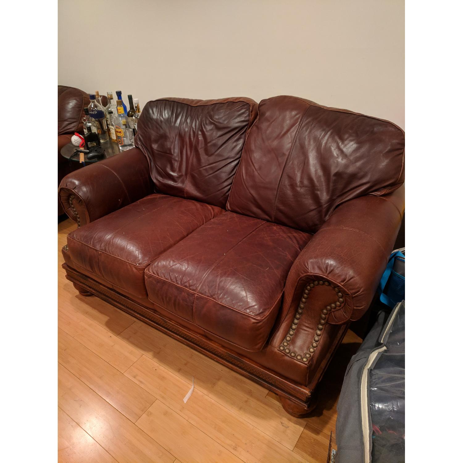 Brown Faux Leather 2-Seater Sofa - image-1