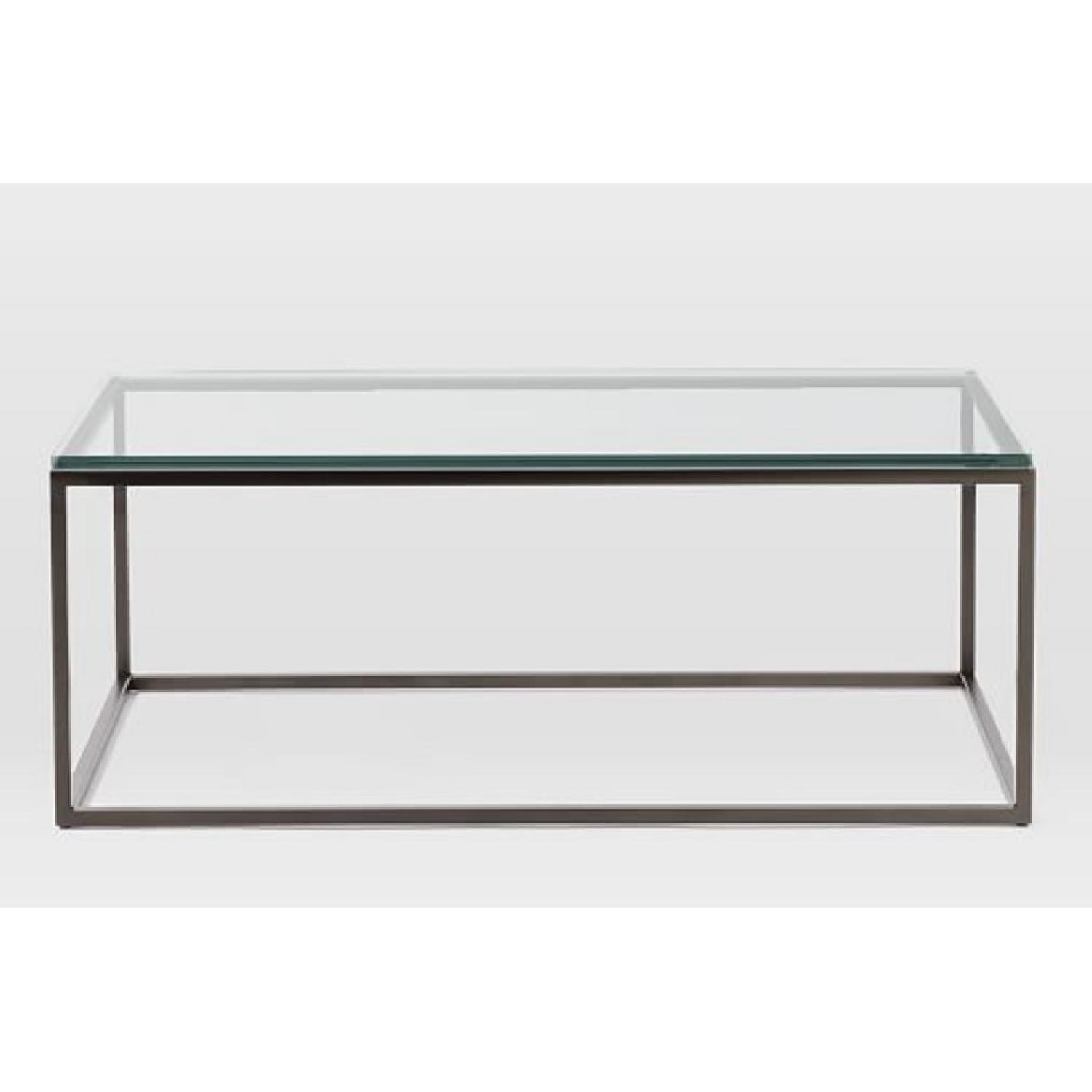 West Elm Box Frame Glass Coffee Table - image-1