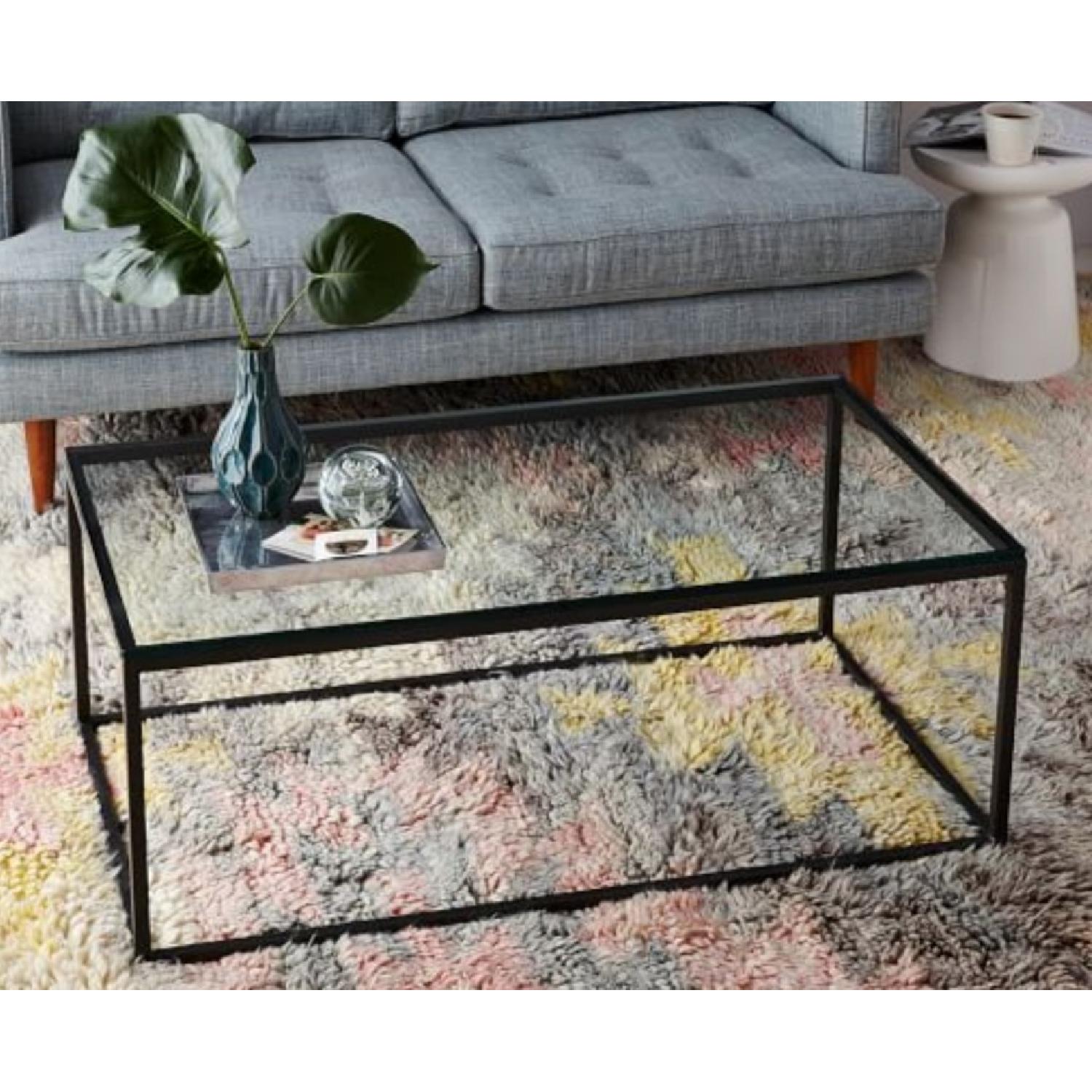 West Elm Box Frame Glass Coffee Table - image-3