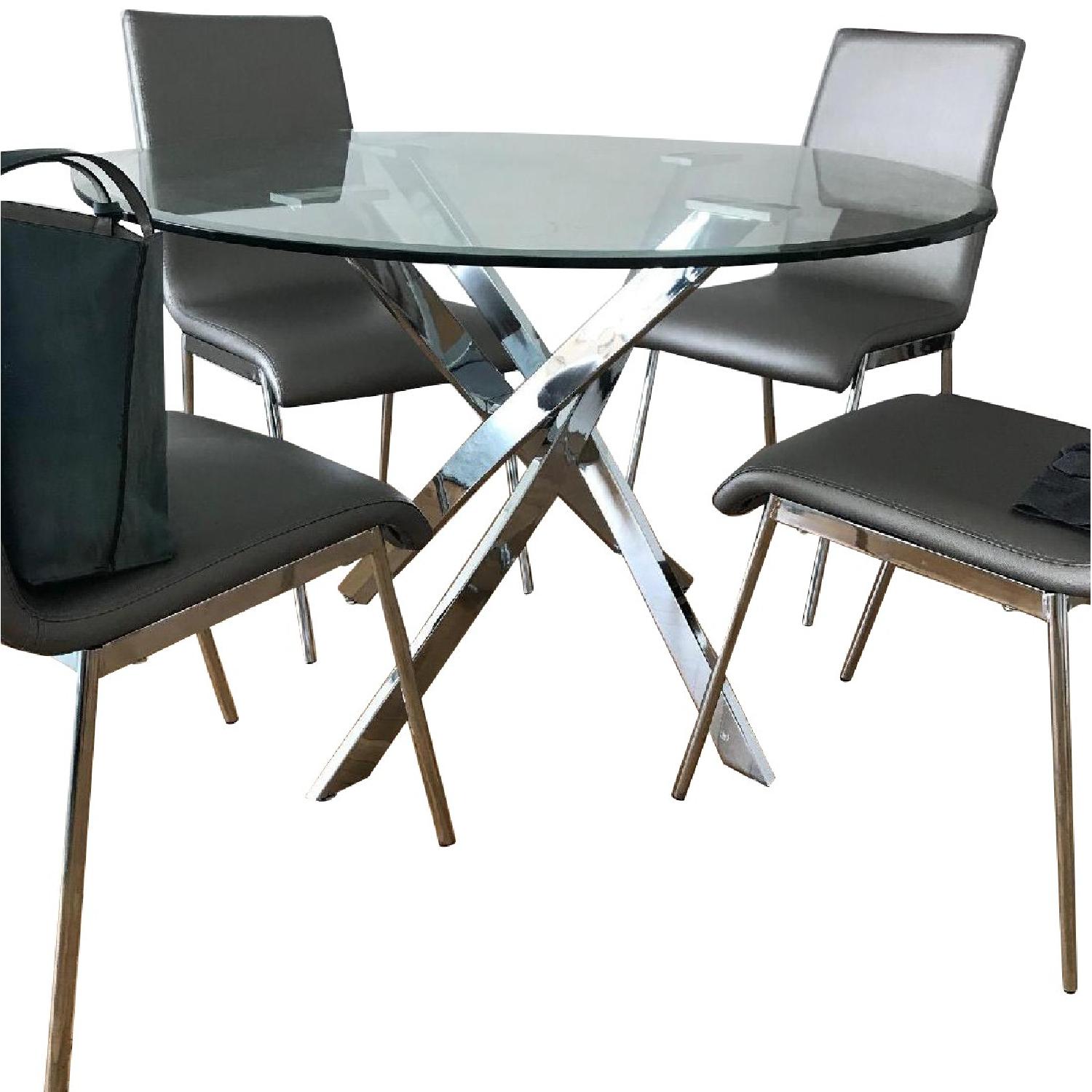 AllModern Round Glass Dining Table w/ 4 Chairs - AptDeco