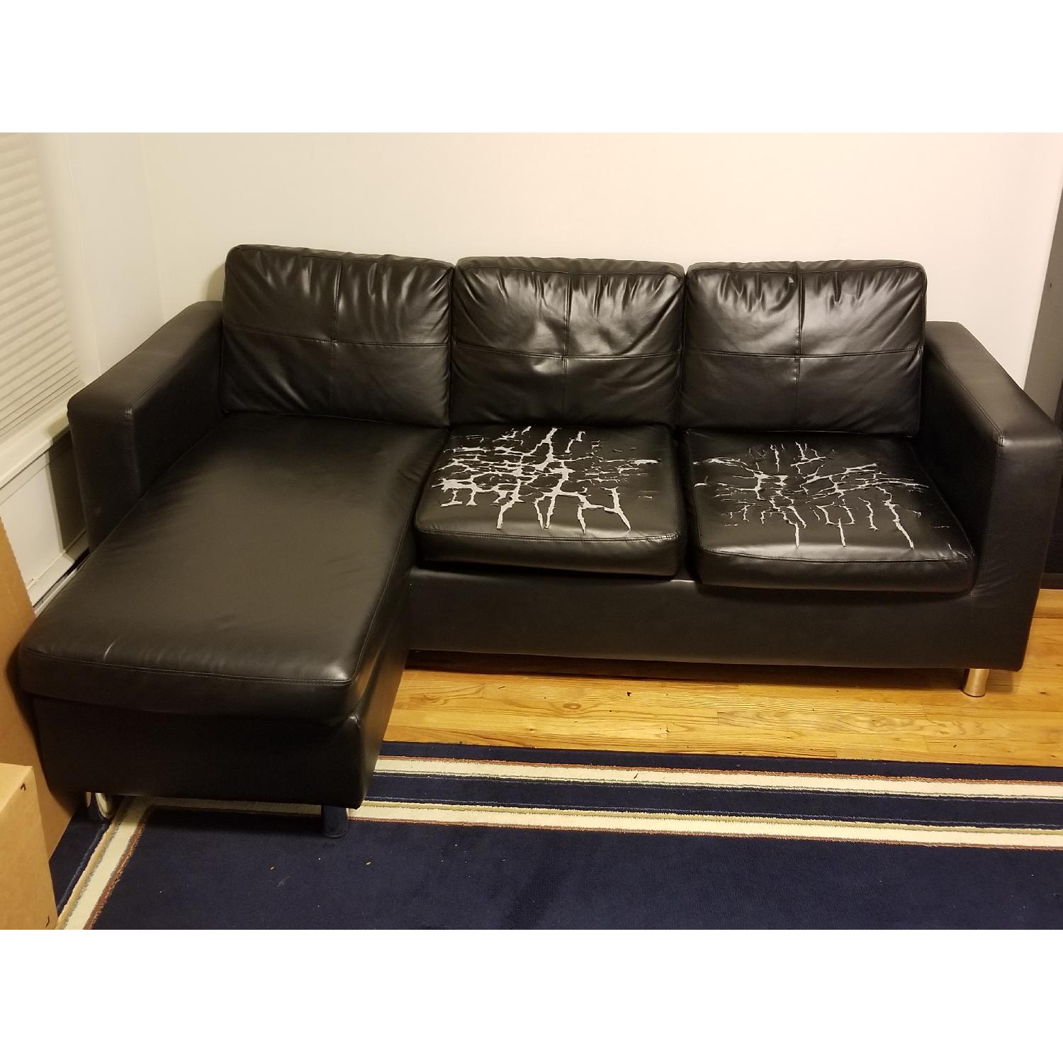 Reversible Small Leather Sectional w/ Chaise - image-2