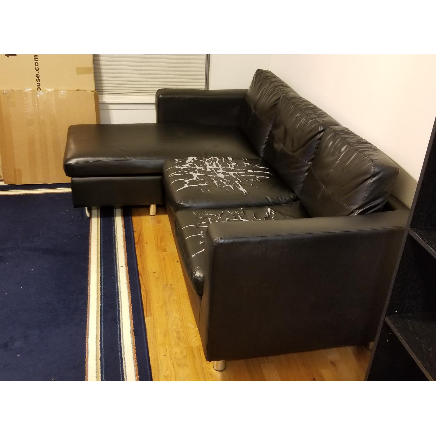 Reversible Small Leather Sectional w/ Chaise - image-3