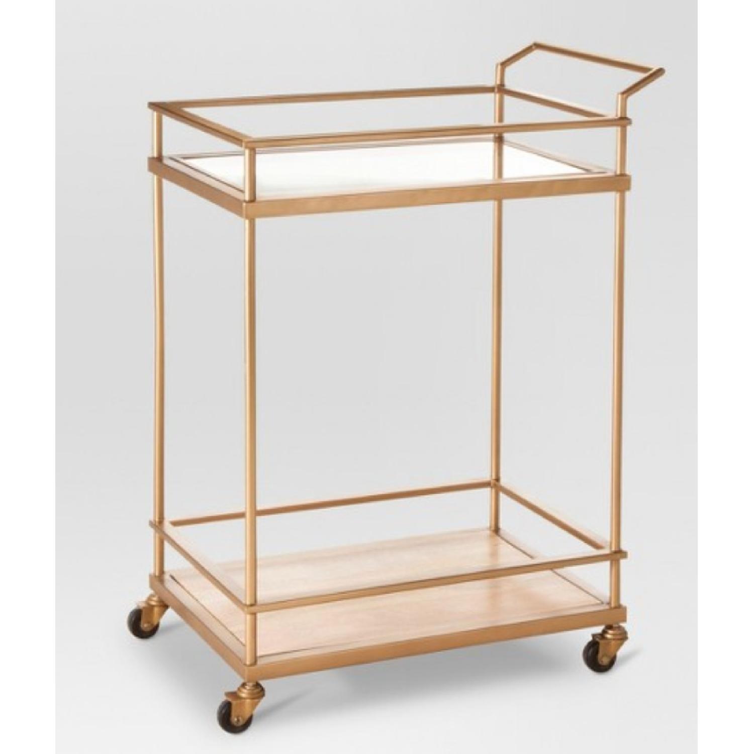 Target Wood & Glass Gold Finish Bar Cart - image-1