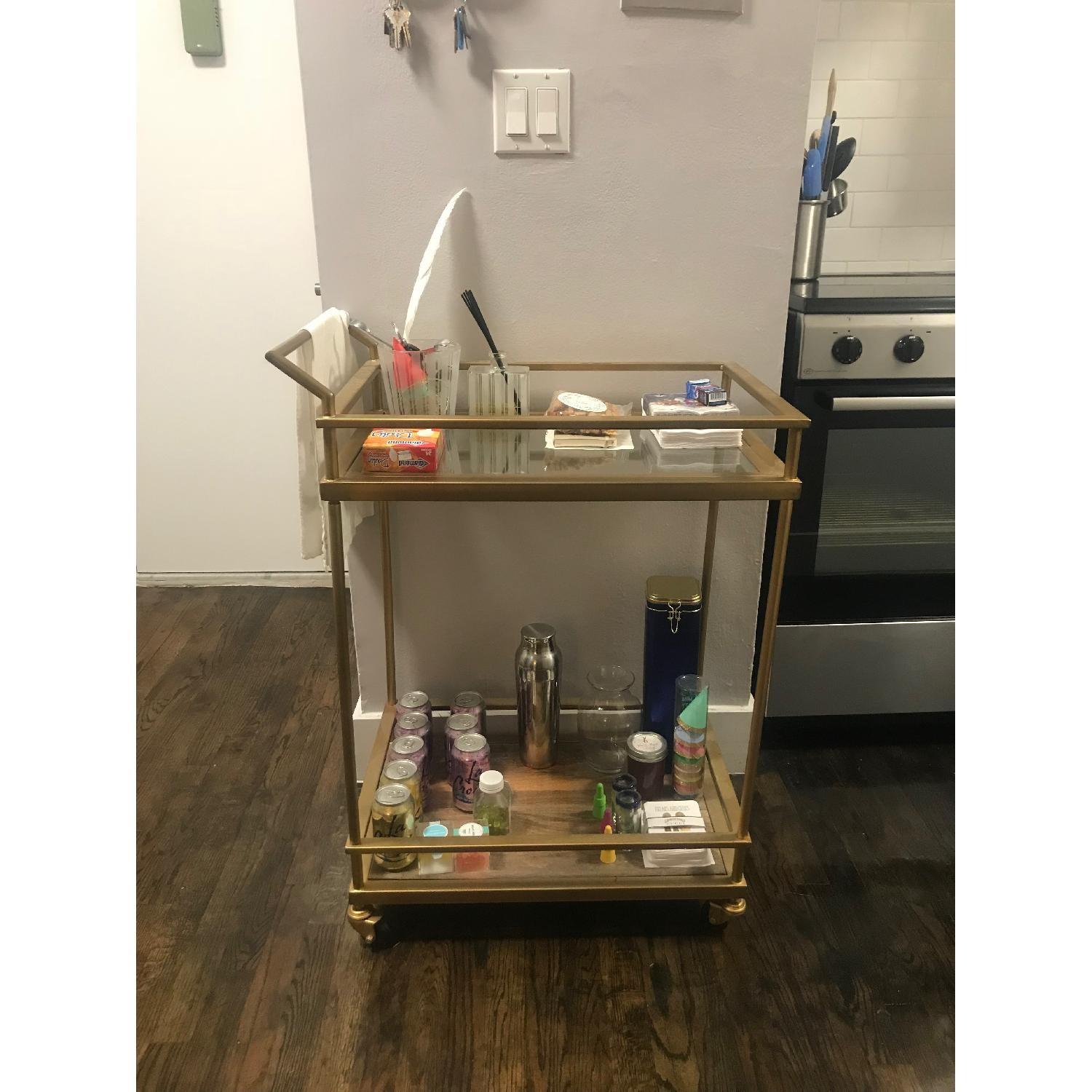 Target Wood & Glass Gold Finish Bar Cart - image-3