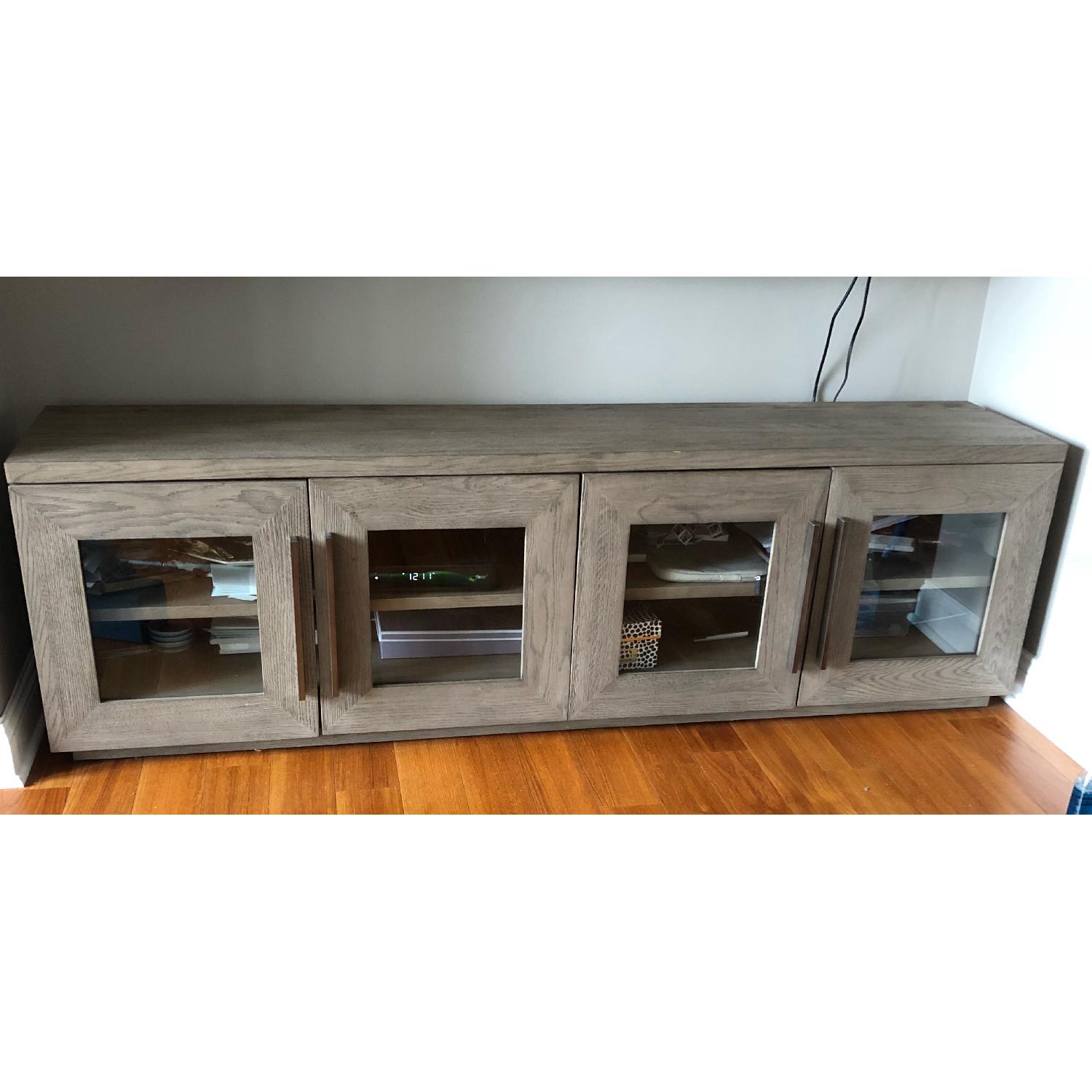 Restoration Hardware Machinto Glass 4Door Media Console AptDeco