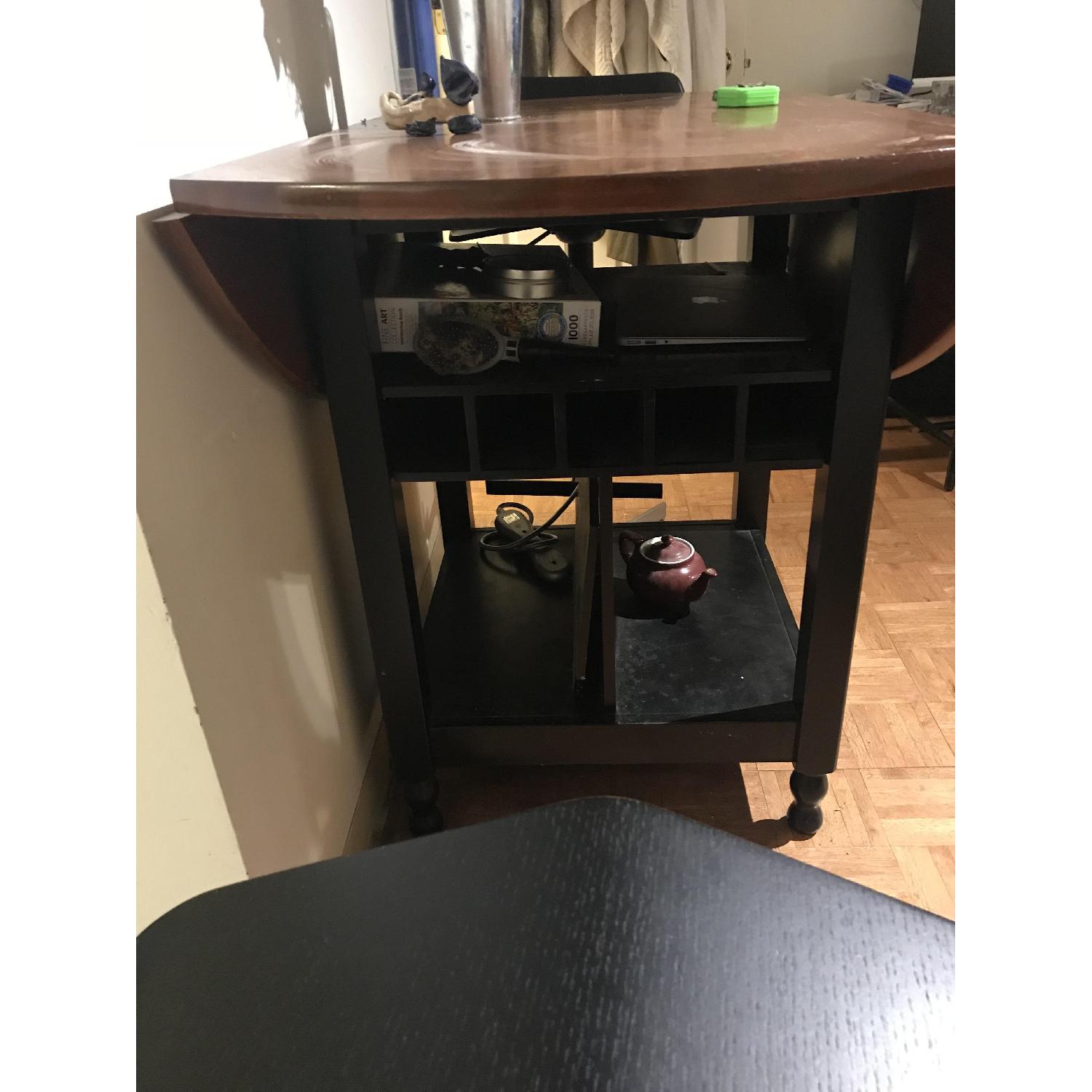 Crate & Barrel Round Drop Leaf Table w/ Storage - image-3