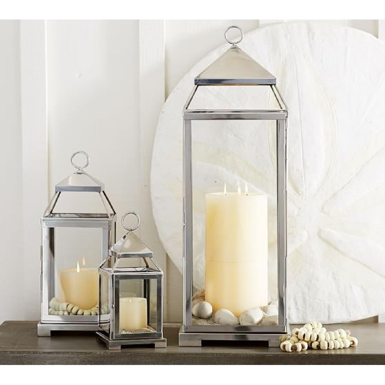 Pottery Barn Medium Malta Lantern w/ Silver Finish - image-1