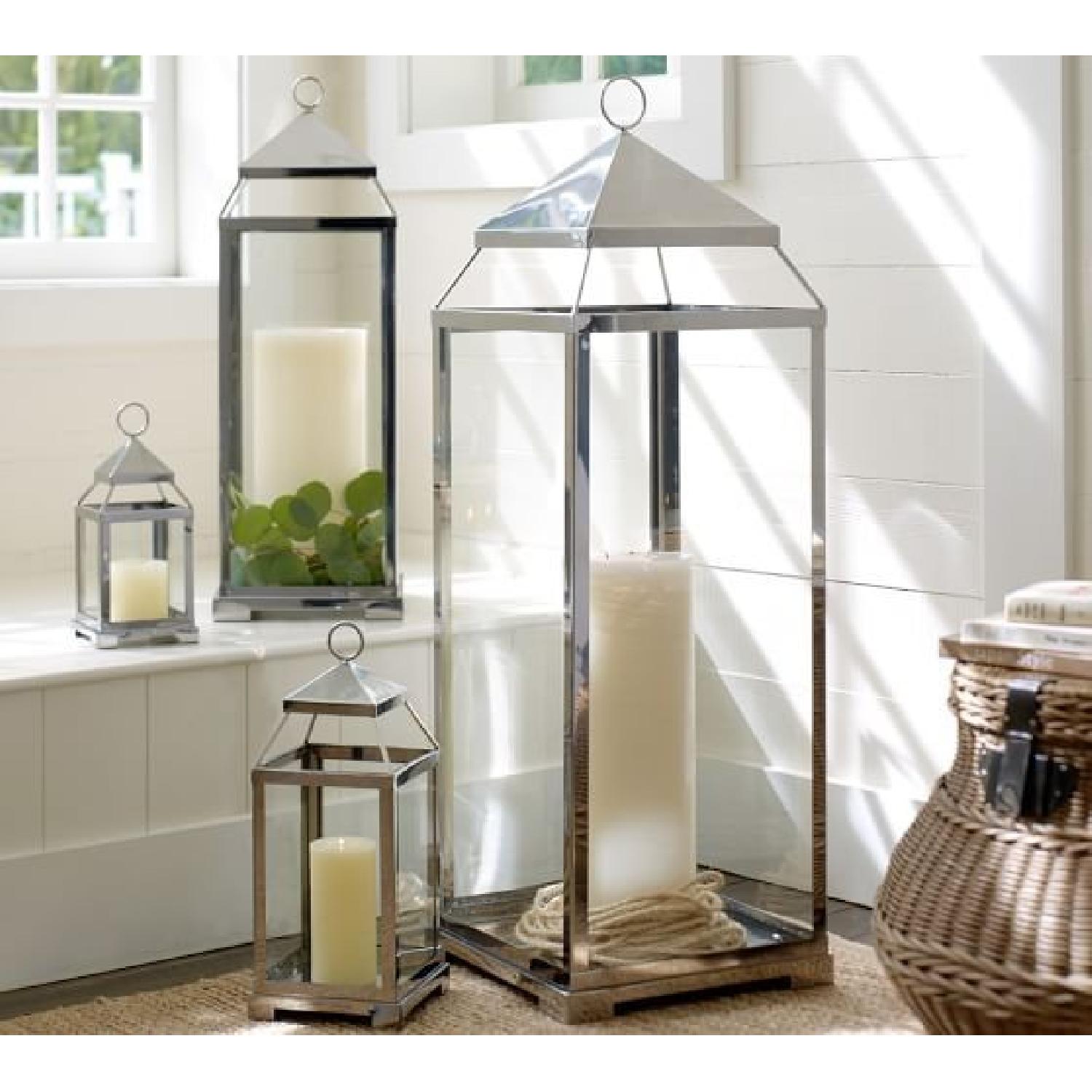 Pottery Barn Medium Malta Lantern w/ Silver Finish - image-2