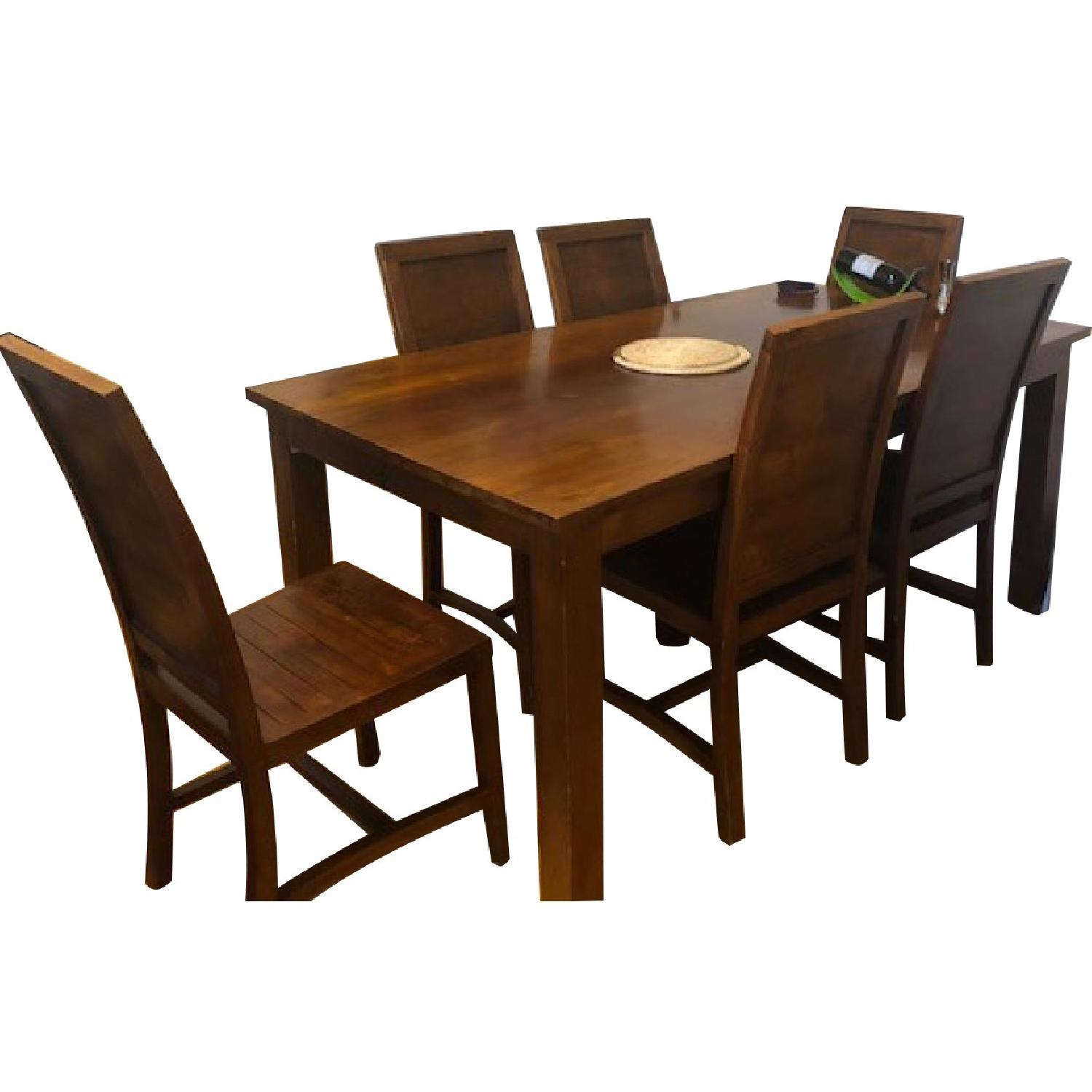 Solid Teak Dining Table w/ 6 Chairs - AptDeco