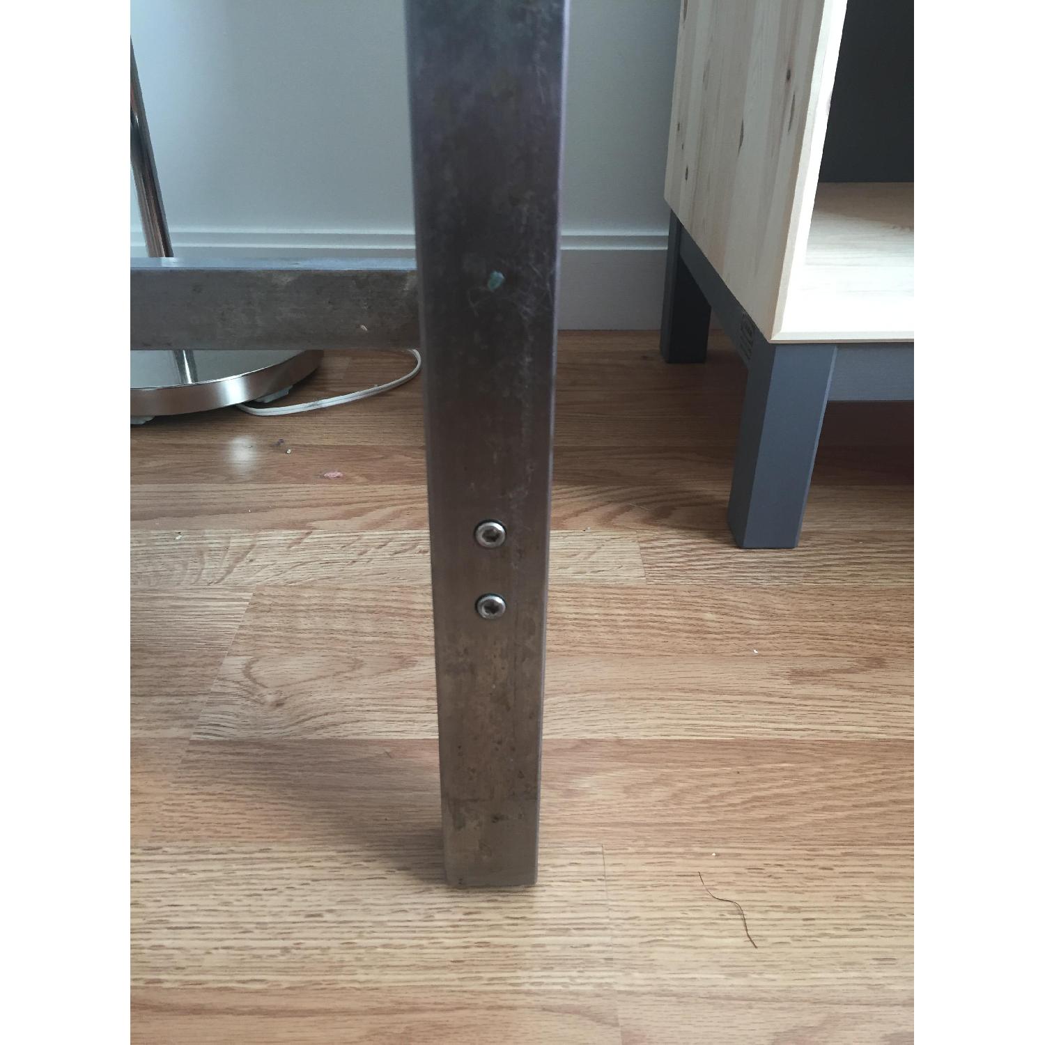 Ikea Solid Wood Kitchen Island on Stainless Steel Legs AptDeco