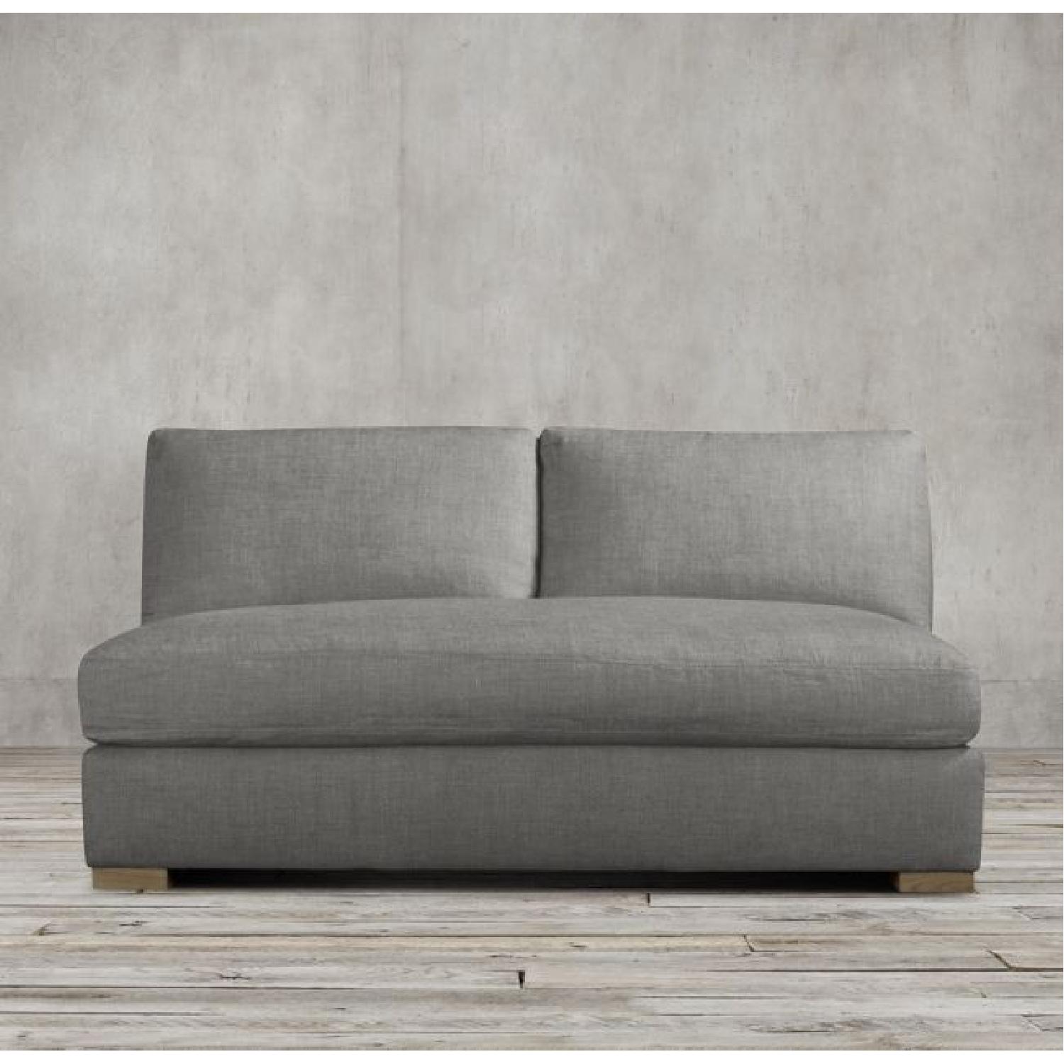 Restoration Hardware Maxwell Armless Sofa in Grey Linen AptDeco