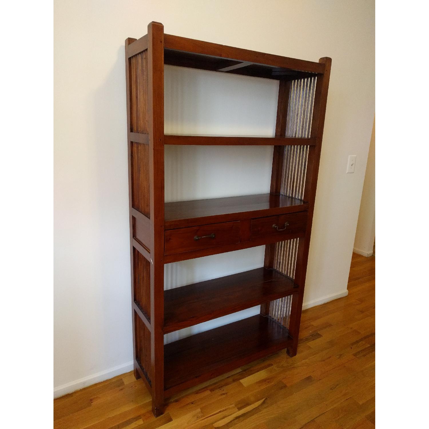 Handmade Balinese Double-Sided Rosewood Bookcase - AptDeco