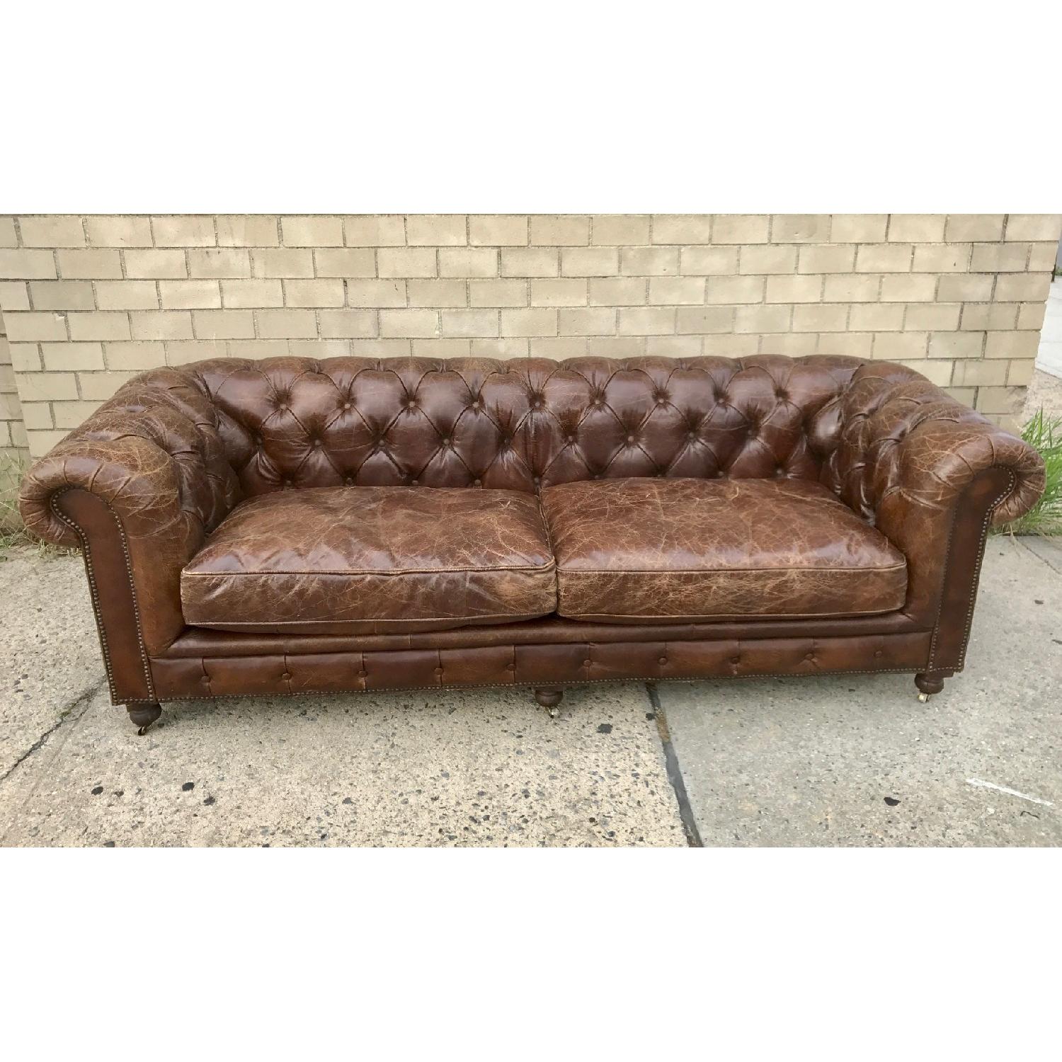 Restoration Hardware Kensington Leather Sofa AptDeco