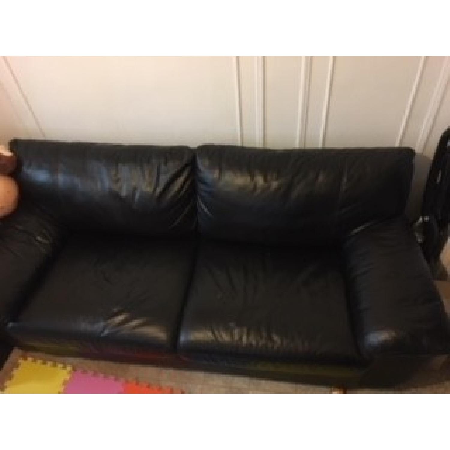 Ikea Vreta Black Leather Sleeper Sofa AptDeco
