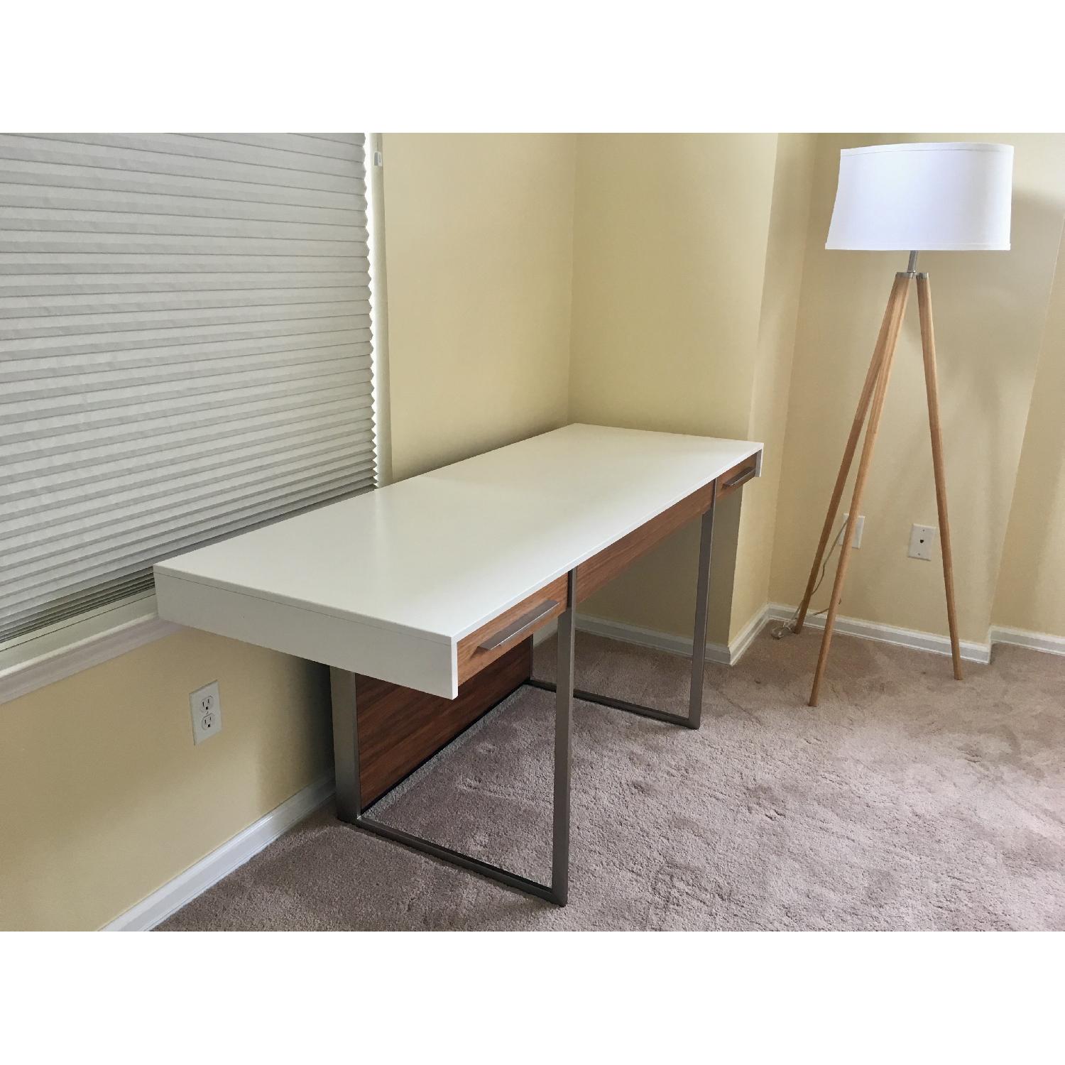 BDI Format White & Walnut Desk - image-2
