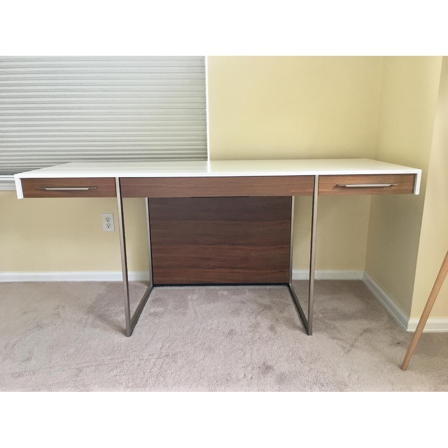 BDI Format White & Walnut Desk - image-3