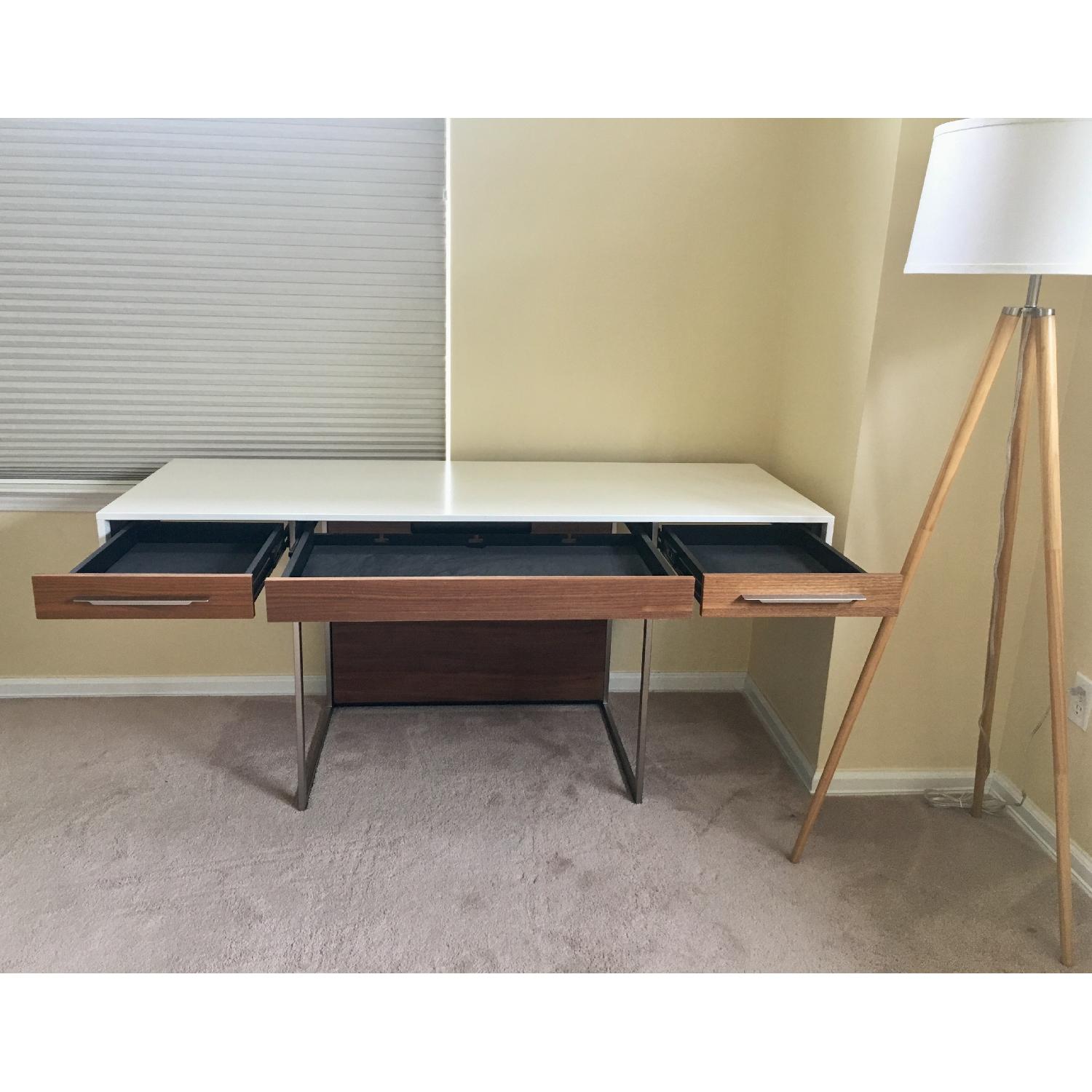 BDI Format White & Walnut Desk - image-4