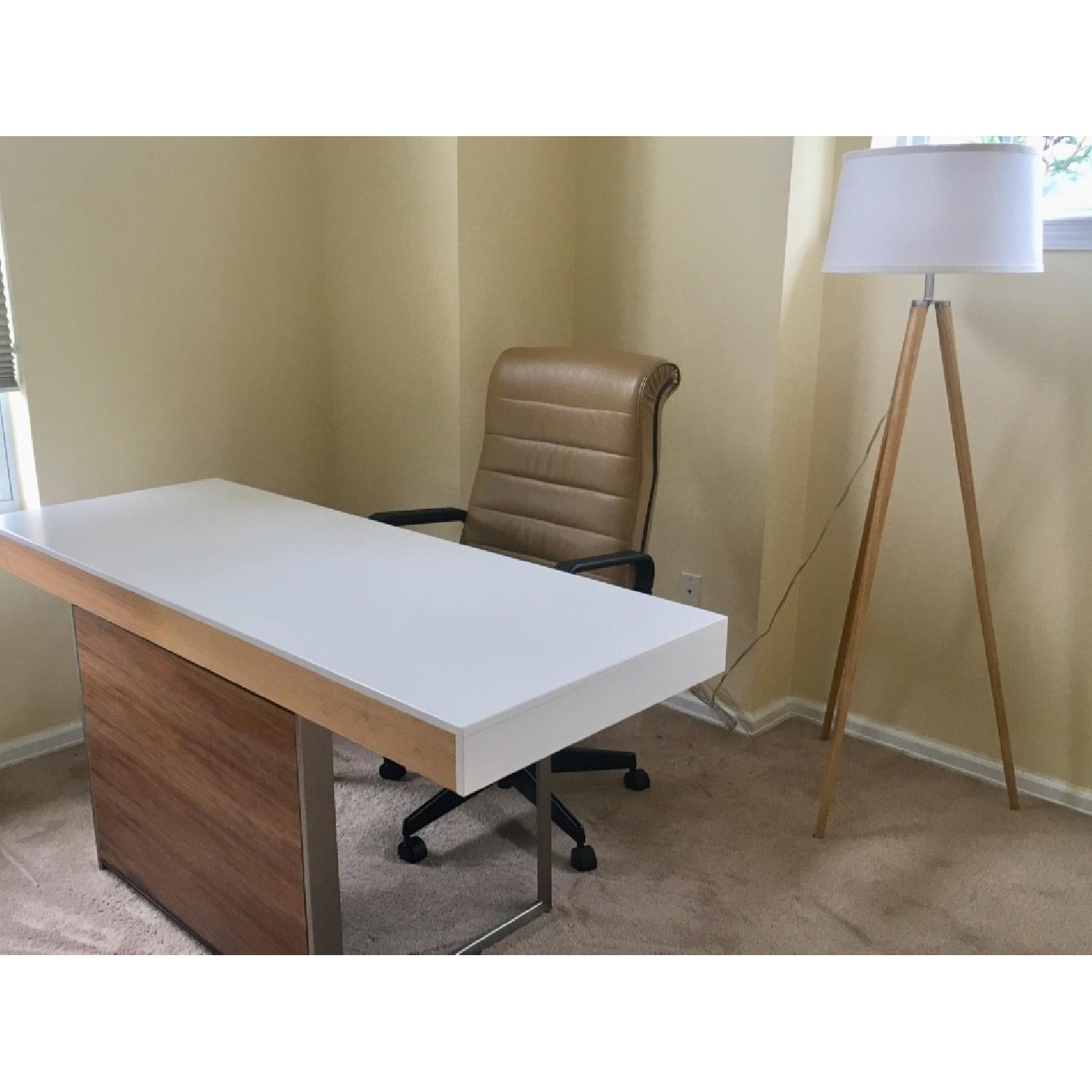 BDI Format White & Walnut Desk - image-5
