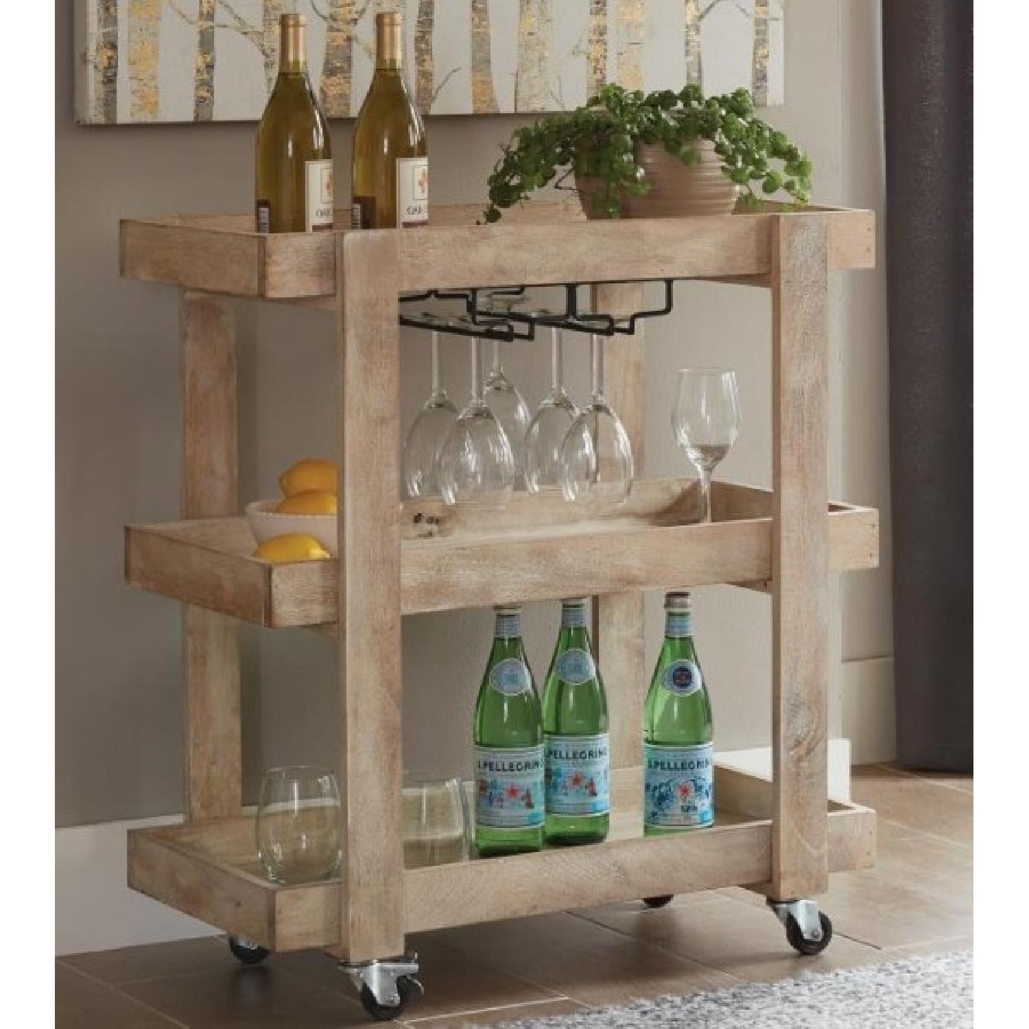 Rustic Style Kitchen/Serving Cart in Mango Wood AptDeco